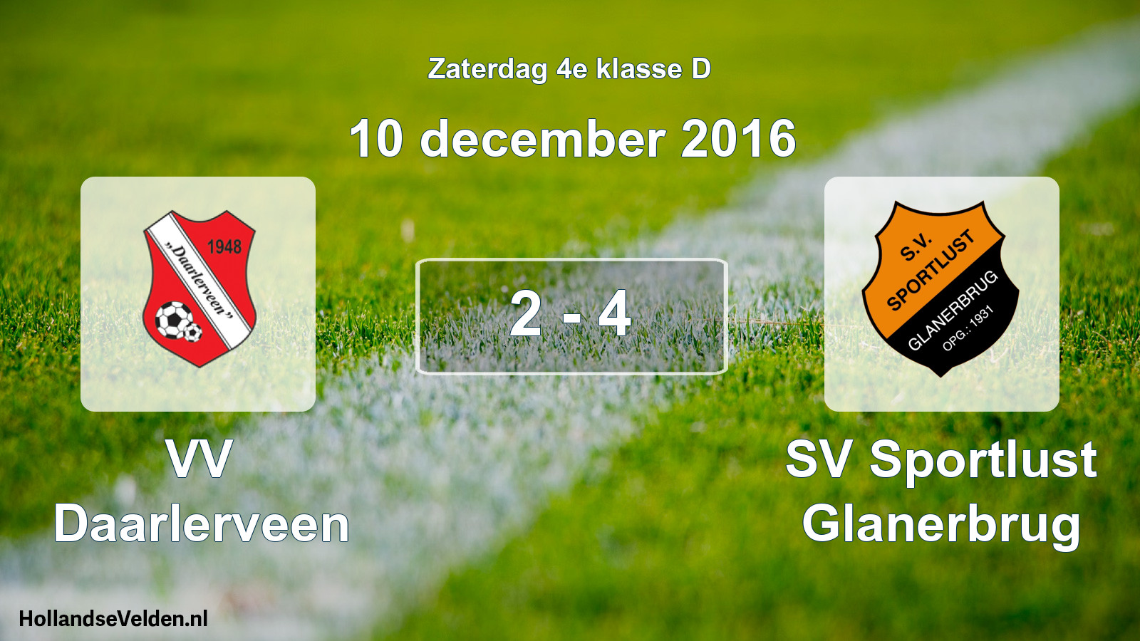 Total number of matches played: VV Daarlerveen - SV Sportlust Glanerbrug 2 - 4 (10 December 2016)