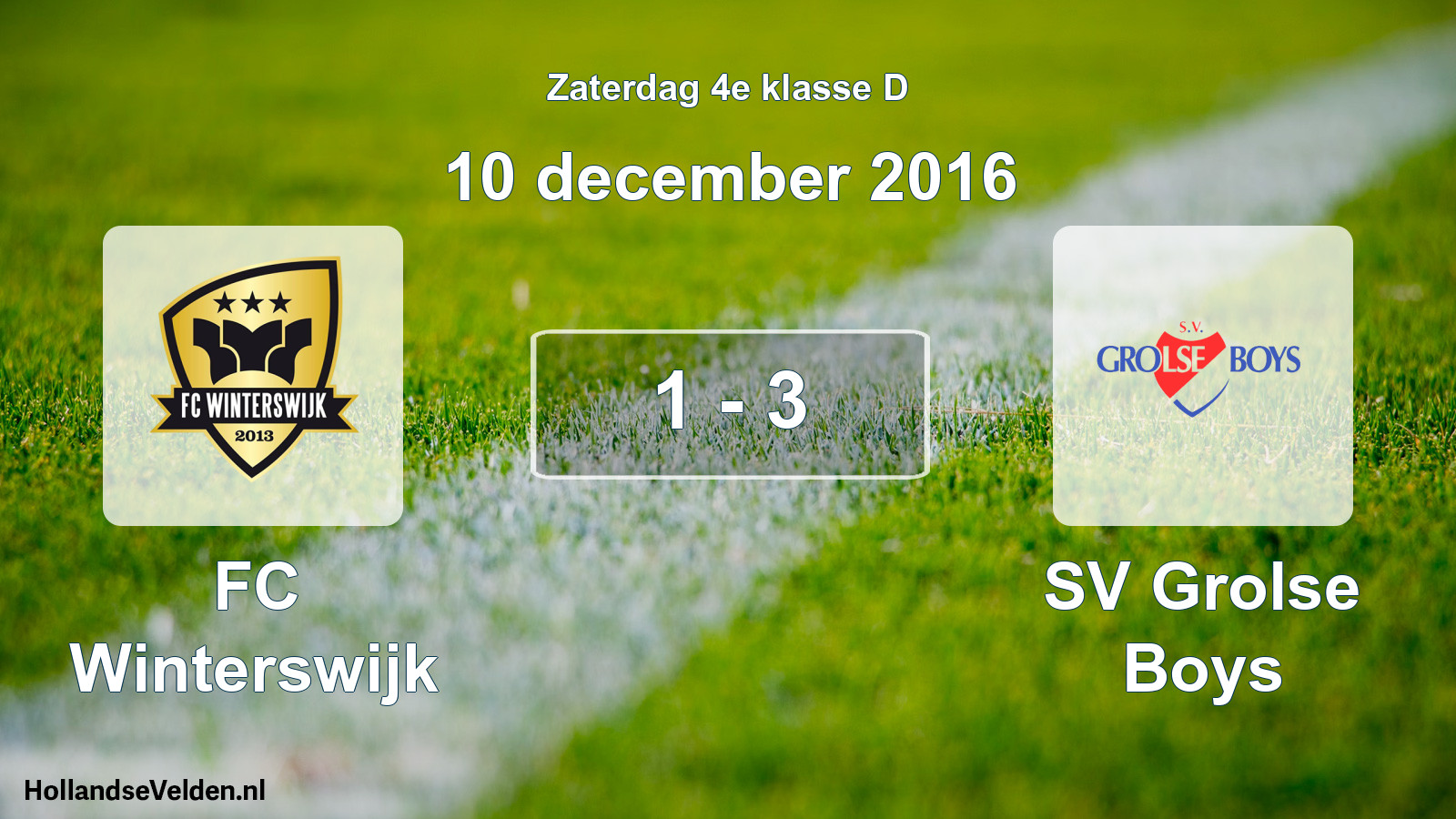 Total number of matches played: FC Winterswijk - SV Grolse Boys 1 - 3 (10 December 2016)