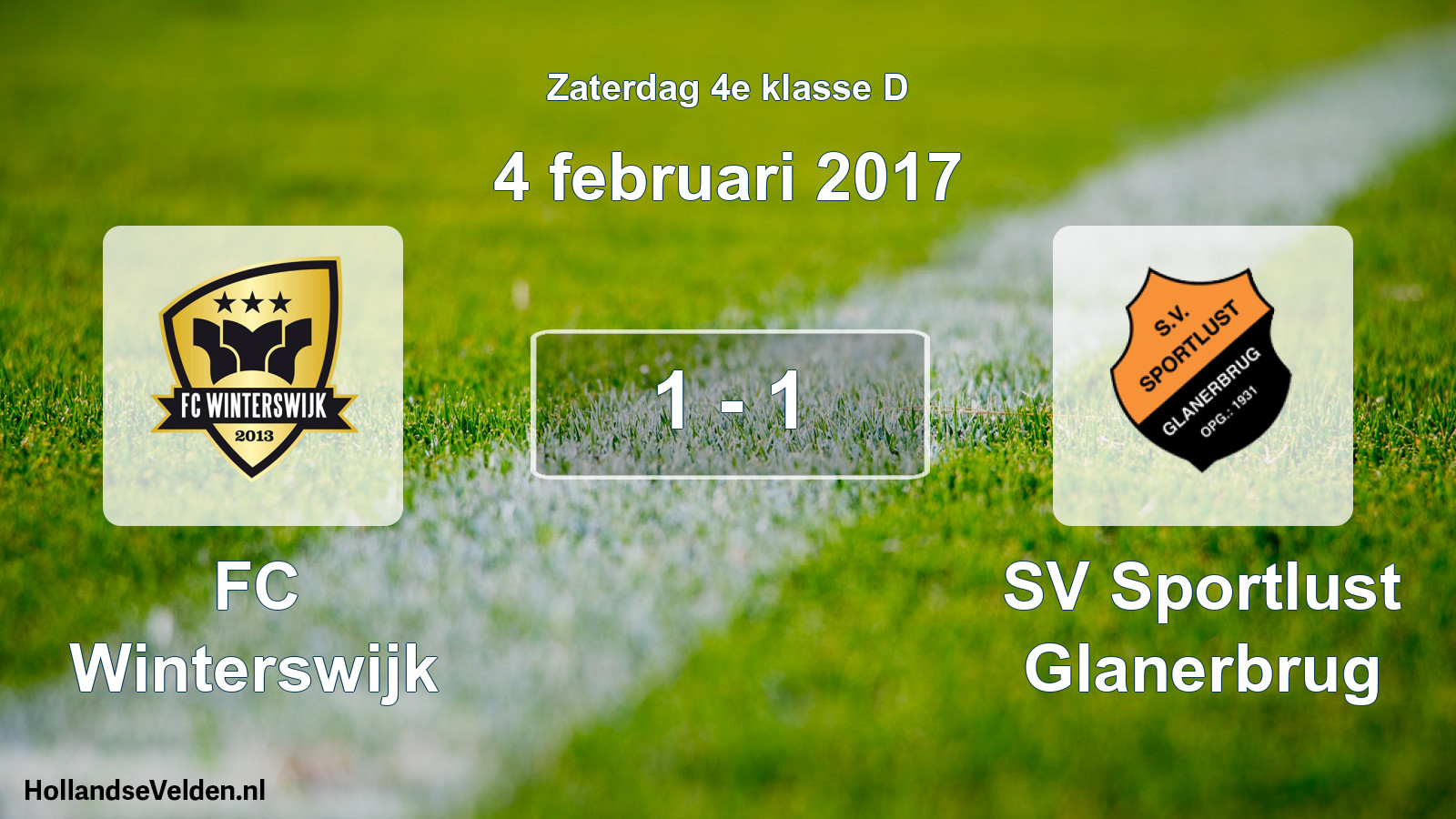 Total number of matches played: FC Winterswijk - SV Sportlust Glanerbrug 1 - 1 (4 February 2017)
