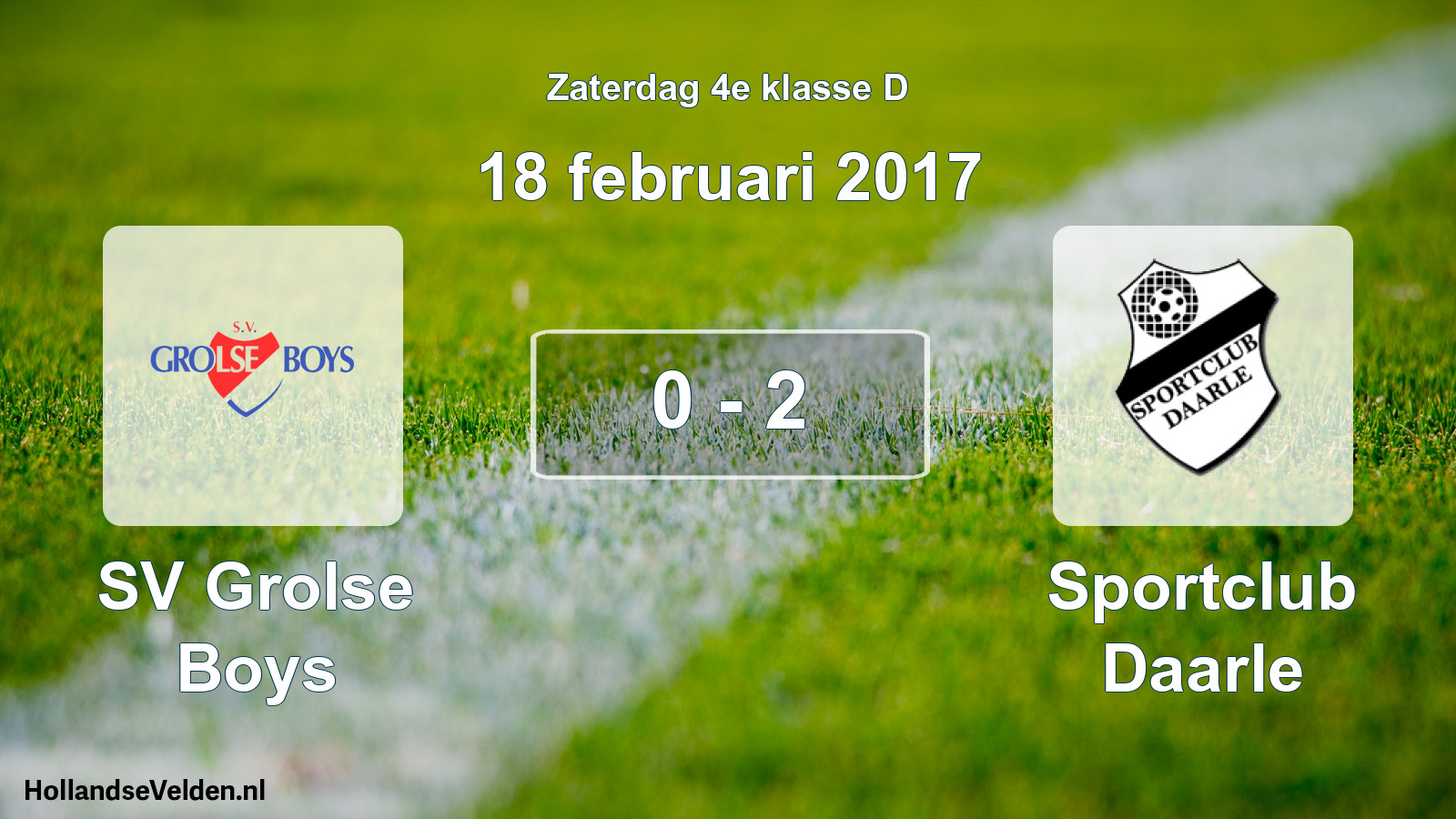 Total number of matches played: SV Grolse Boys - Sportclub Daarle 0 - 2 (18 February 2017)