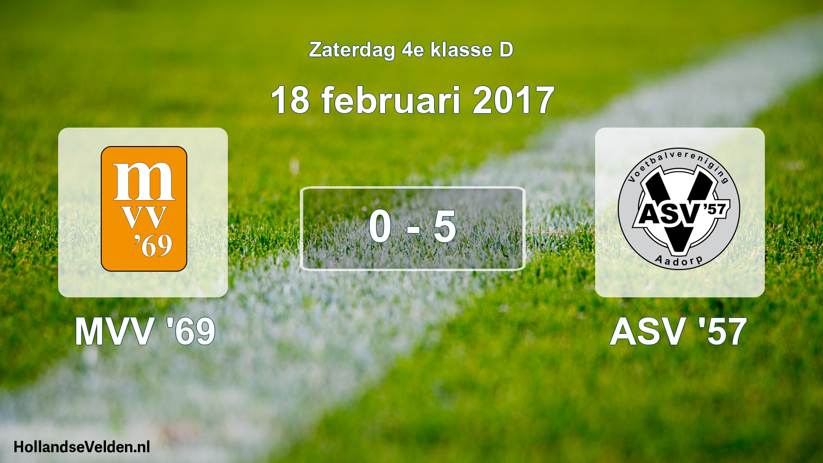 Total number of matches played: MVV '69 - ASV '57 0 - 5 (18 February 2017)