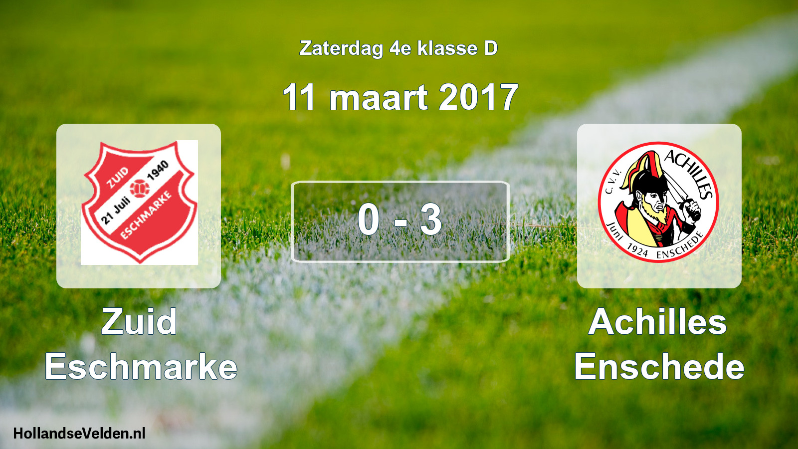 Total number of matches played: Zuid Eschmarke - Achilles Enschede 0 - 3 (11 March 2017)