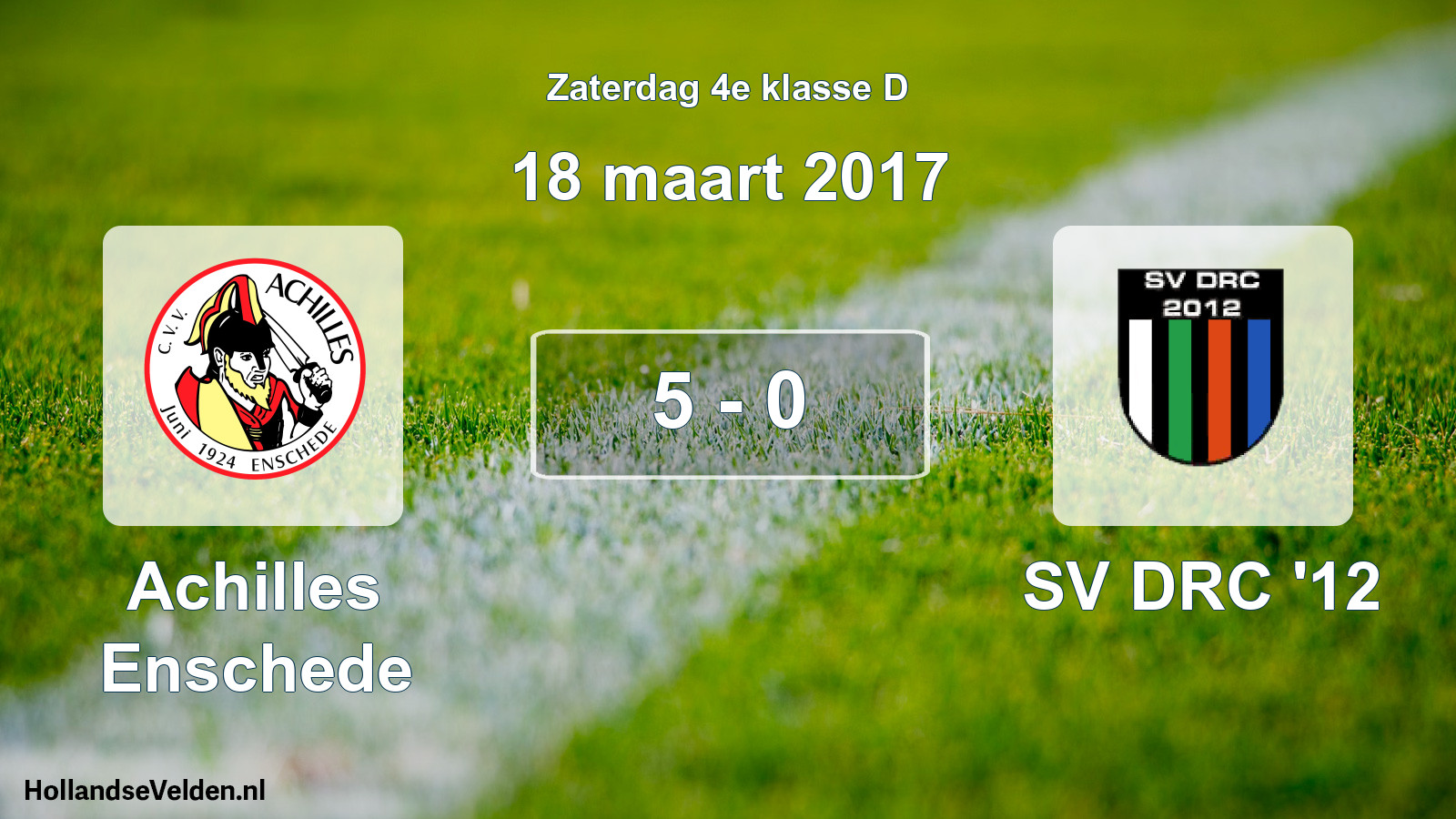 Total number of matches played: Achilles Enschede - SV DRC '12 5 - 0 (18 March 2017)