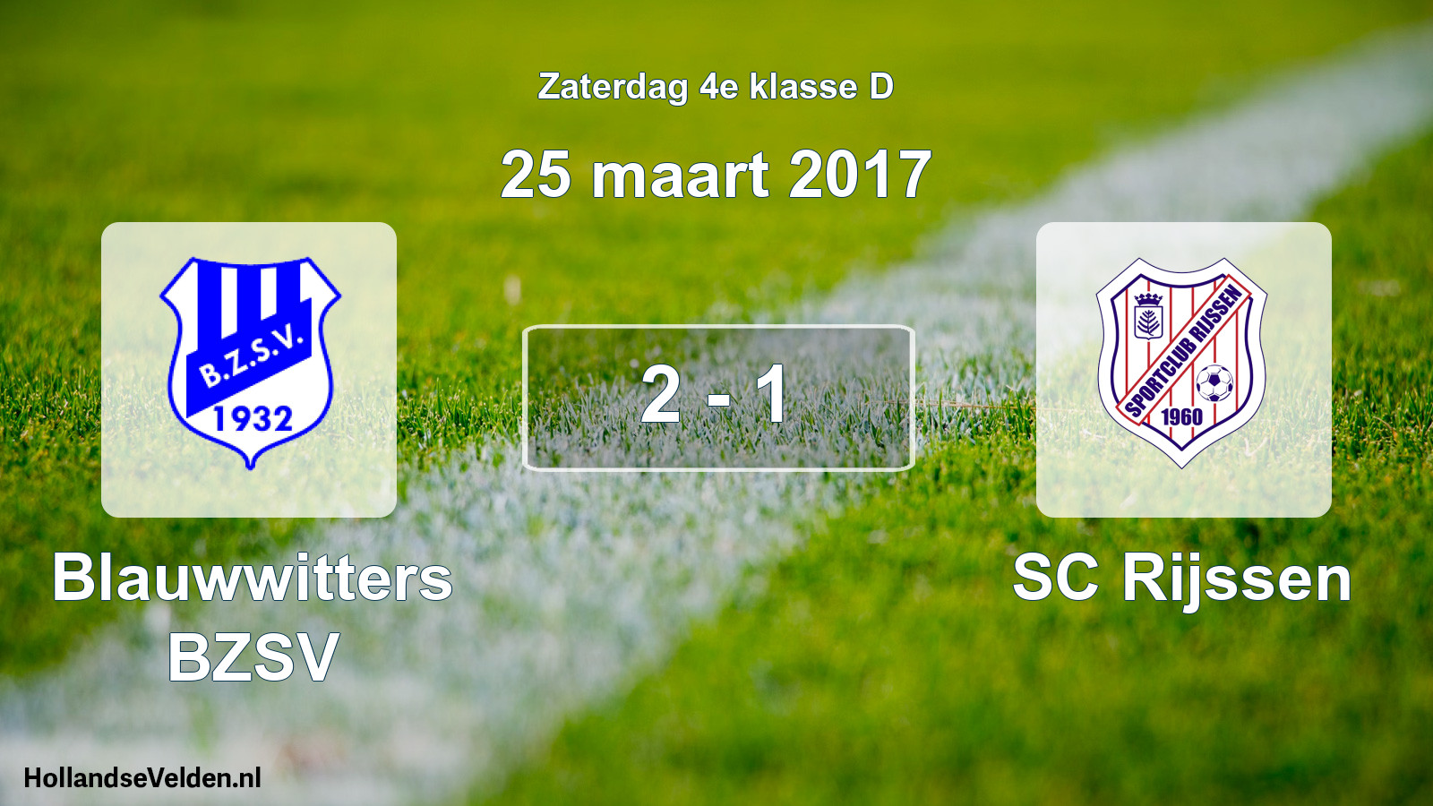 Total number of matches played: Blauwwitters BZSV - SC Rijssen 2 - 1 (25 March 2017)