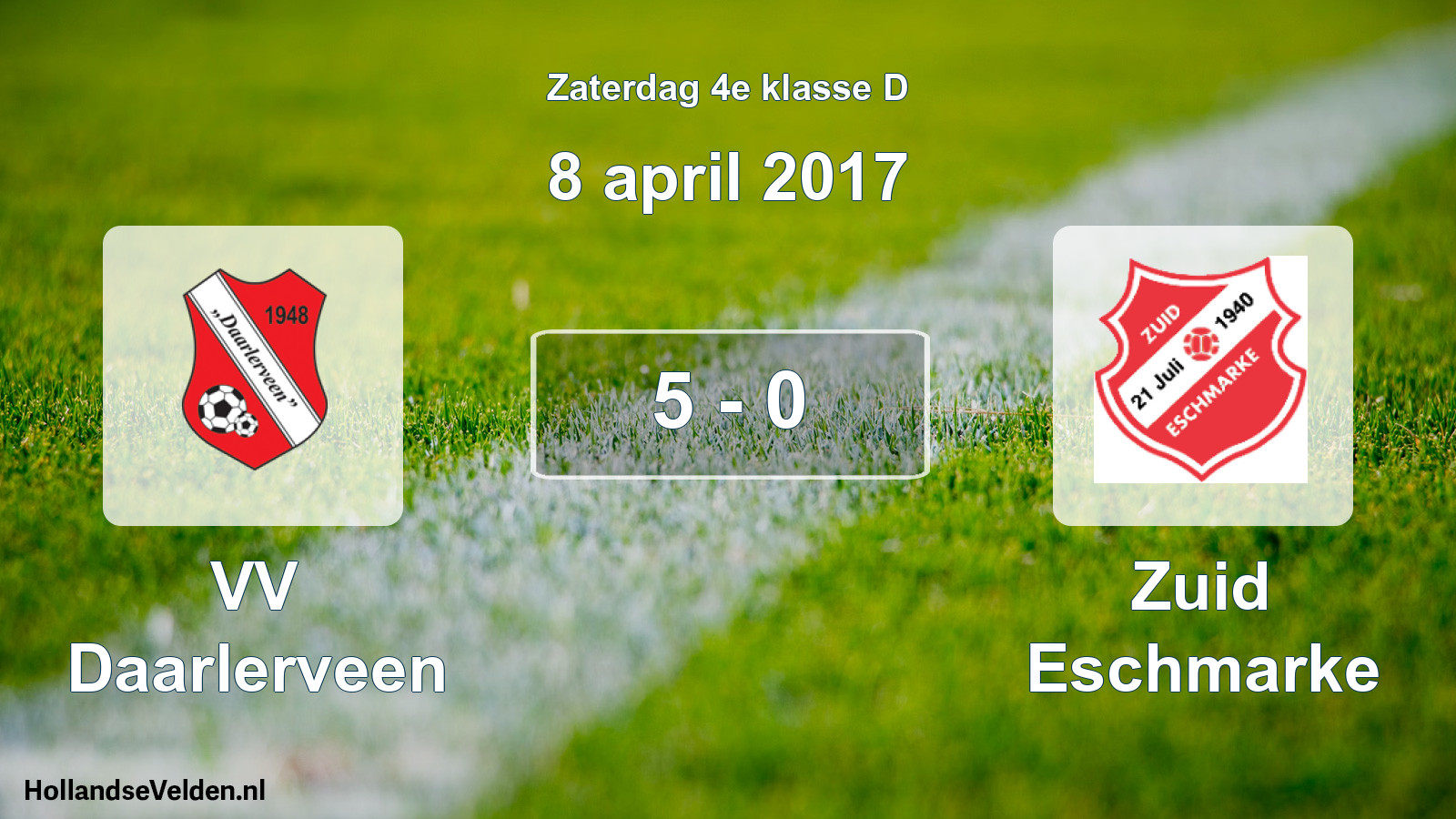 Total number of matches played: VV Daarlerveen - Zuid Eschmarke 5 - 0 (8 April 2017)