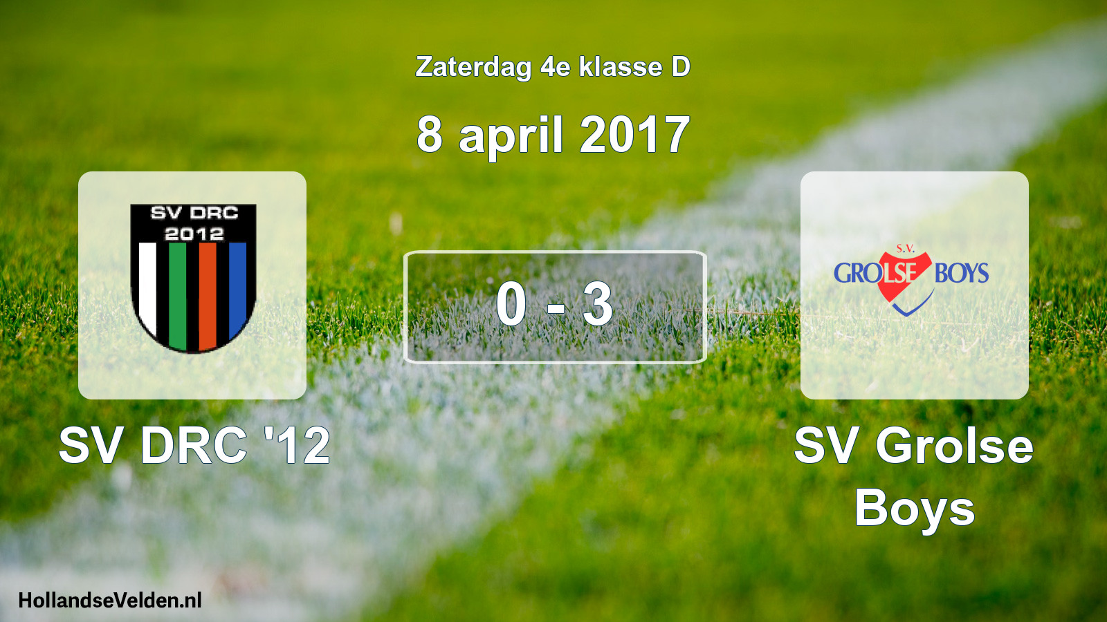 Total number of matches played: SV DRC '12 - SV Grolse Boys 0 - 3 (8 April 2017)