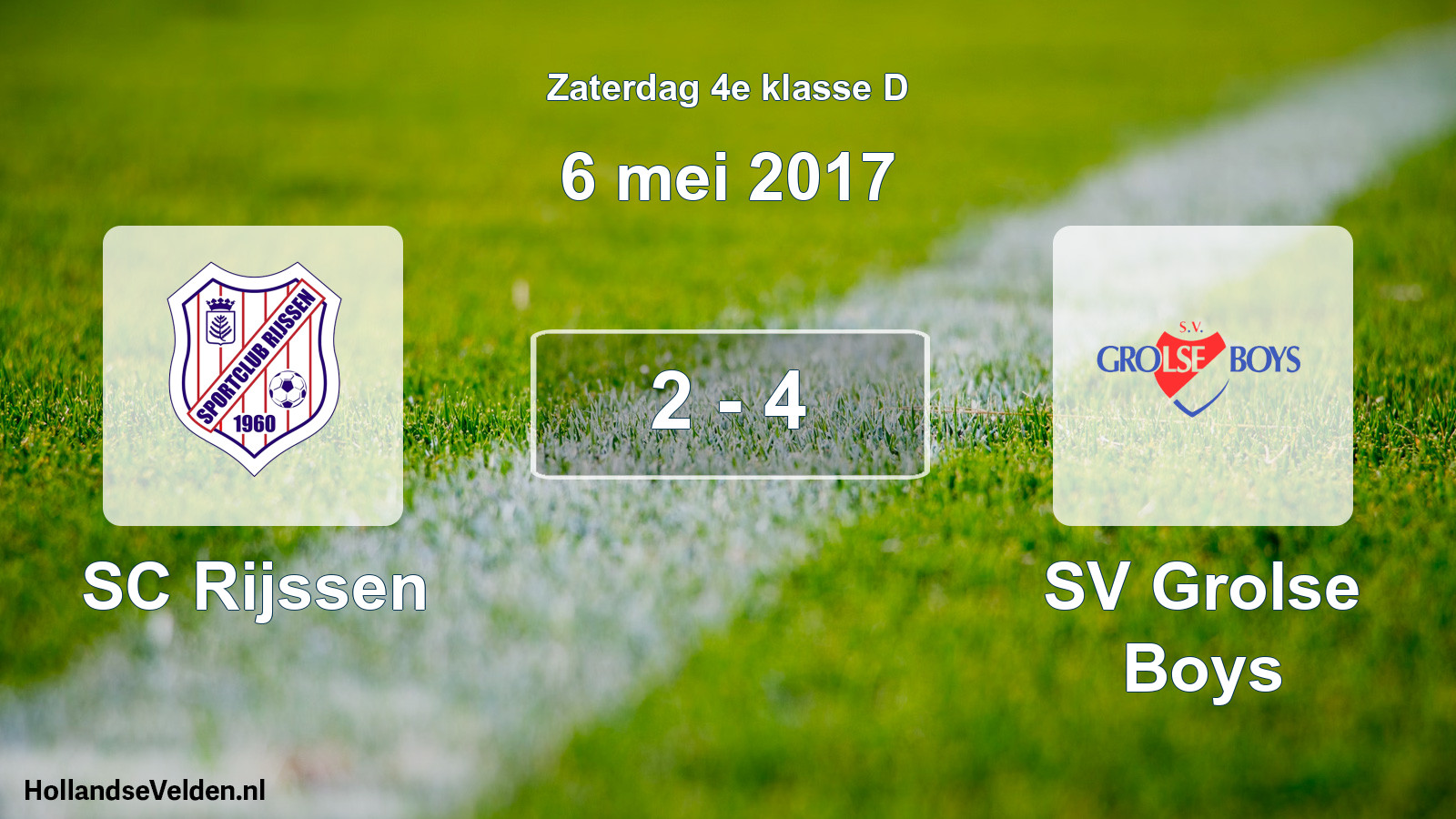 Total number of matches played: SC Rijssen - SV Grolse Boys 2 - 4 (6 May 2017)