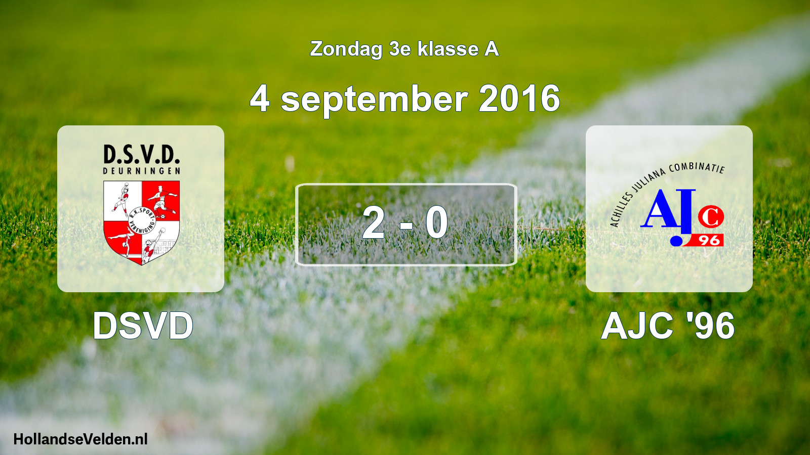 Total number of matches played: DSVD - AJC '96 2 - 0 (4 September 2016)