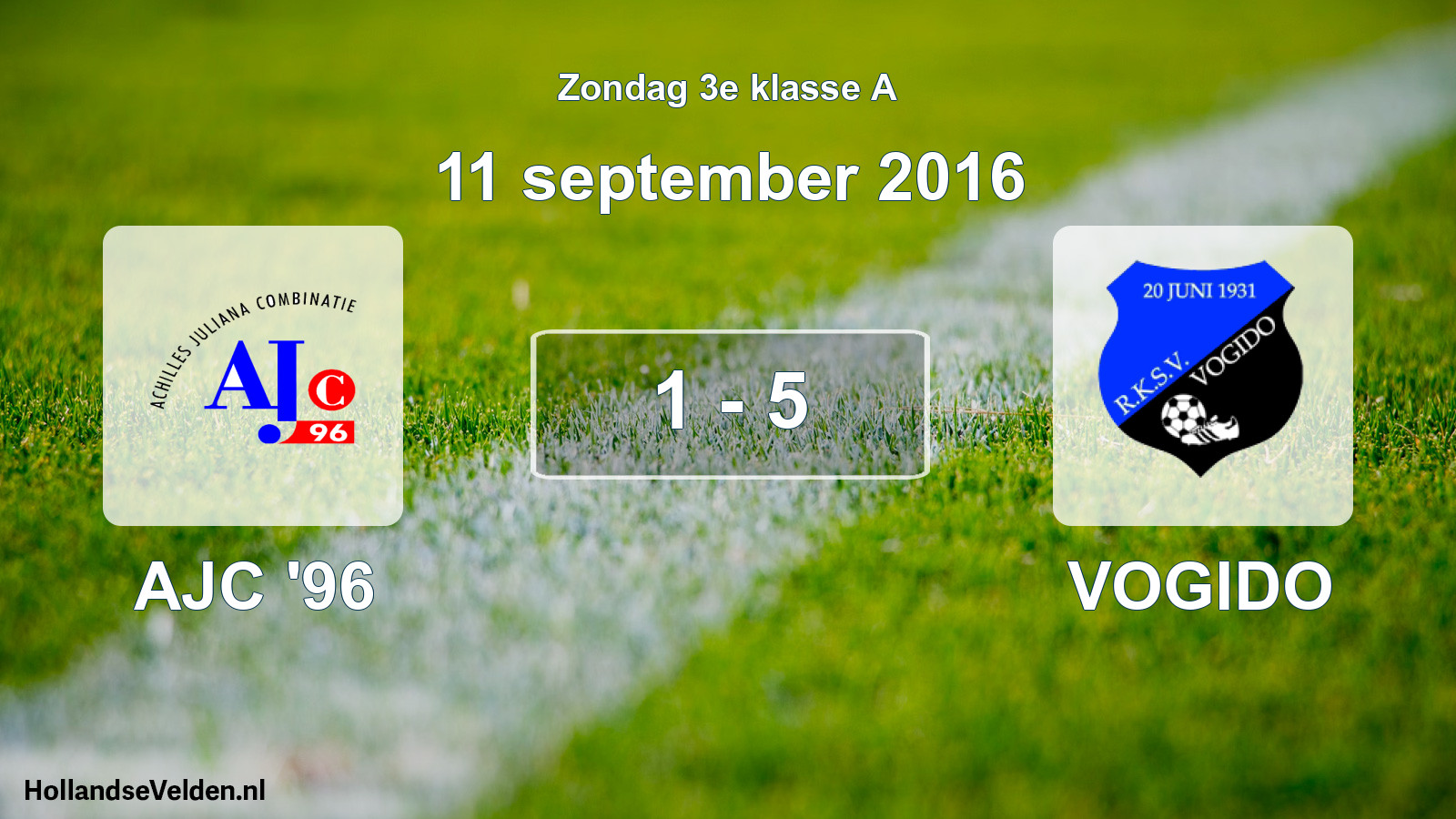 Total number of matches played: AJC '96 - VOGIDO 1 - 5 (11 September 2016)