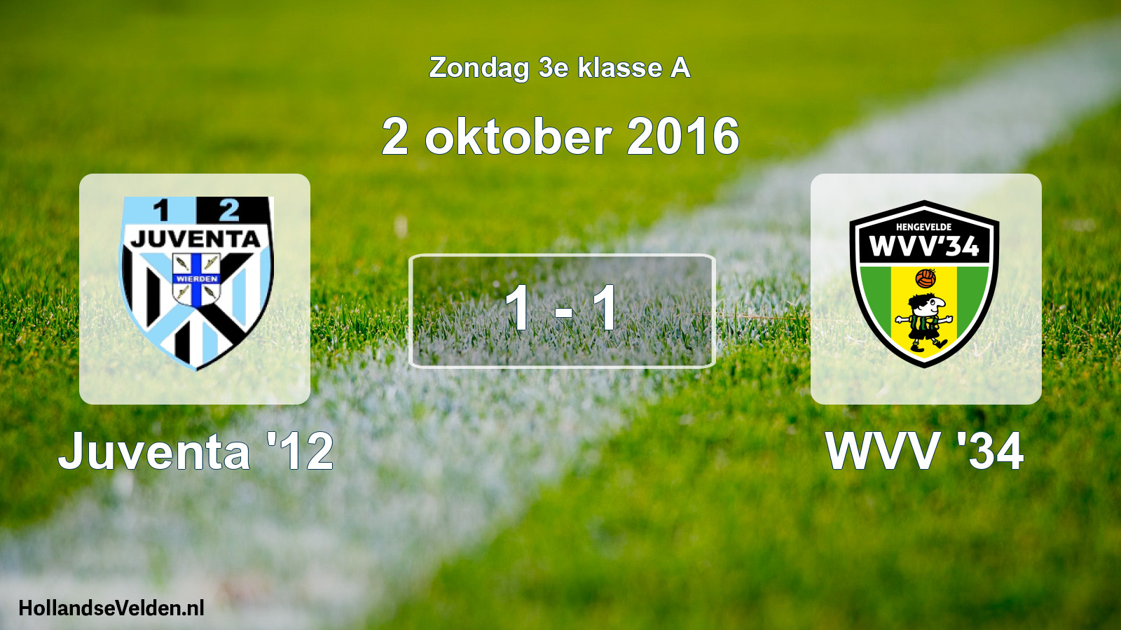 Total number of matches played: Juventa '12 - WVV '34 1 - 1 (2 October 2016)