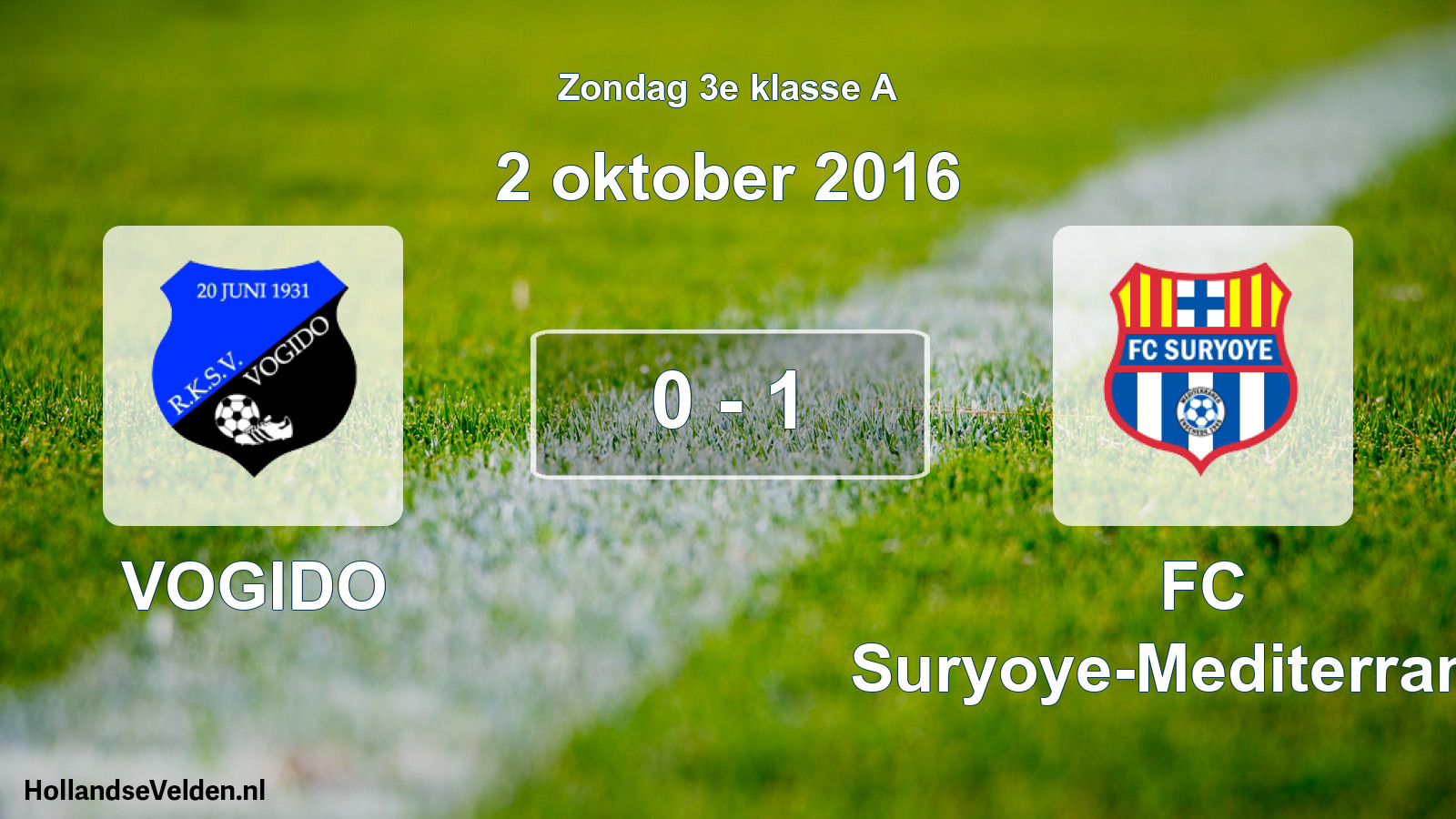 Total number of matches played: VOGIDO - FC Suryoye-Mediterraneo 0 - 1 (2 October 2016)