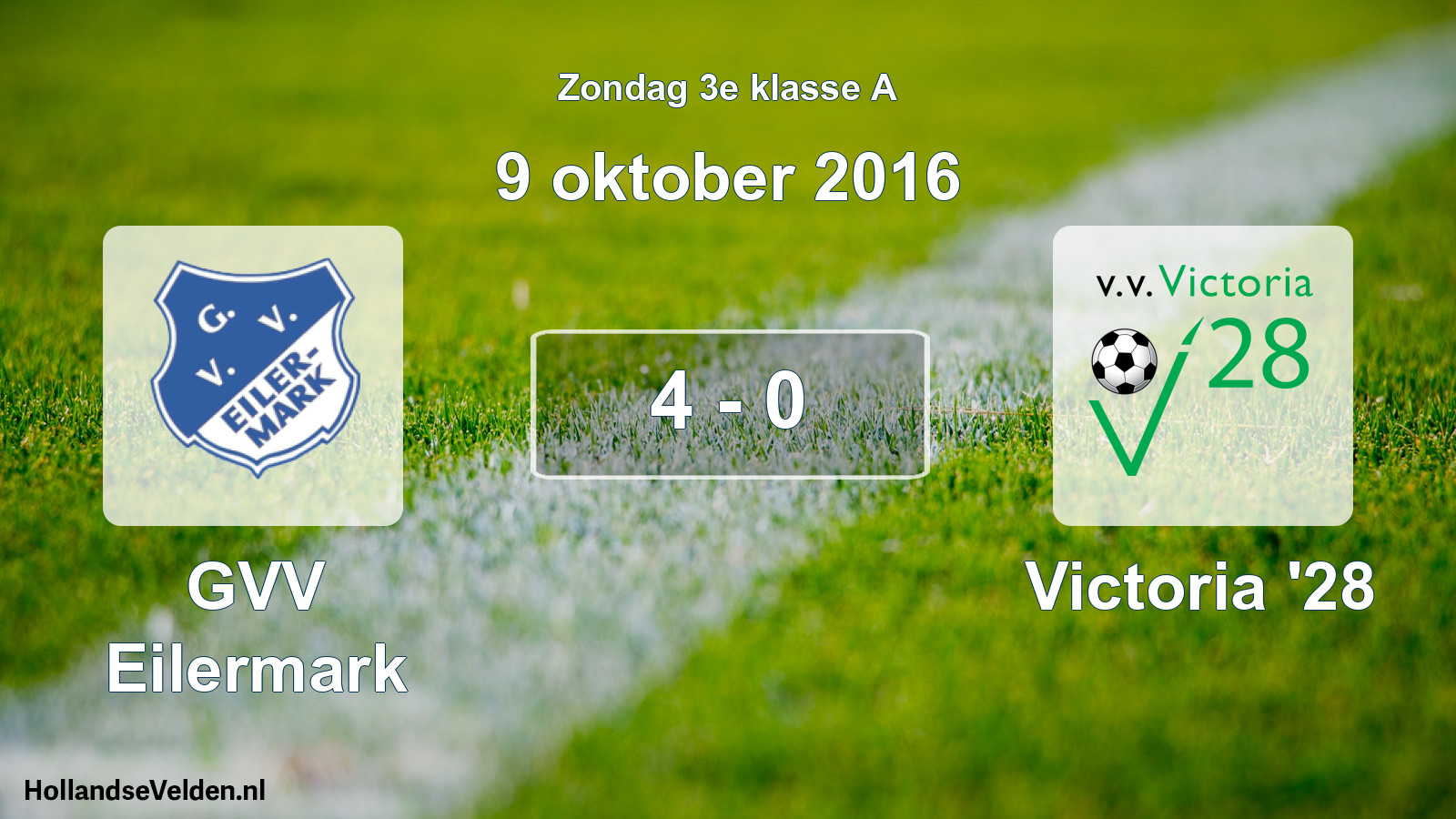 Total number of matches played: GVV Eilermark - Victoria '28 4 - 0 (9 October 2016)