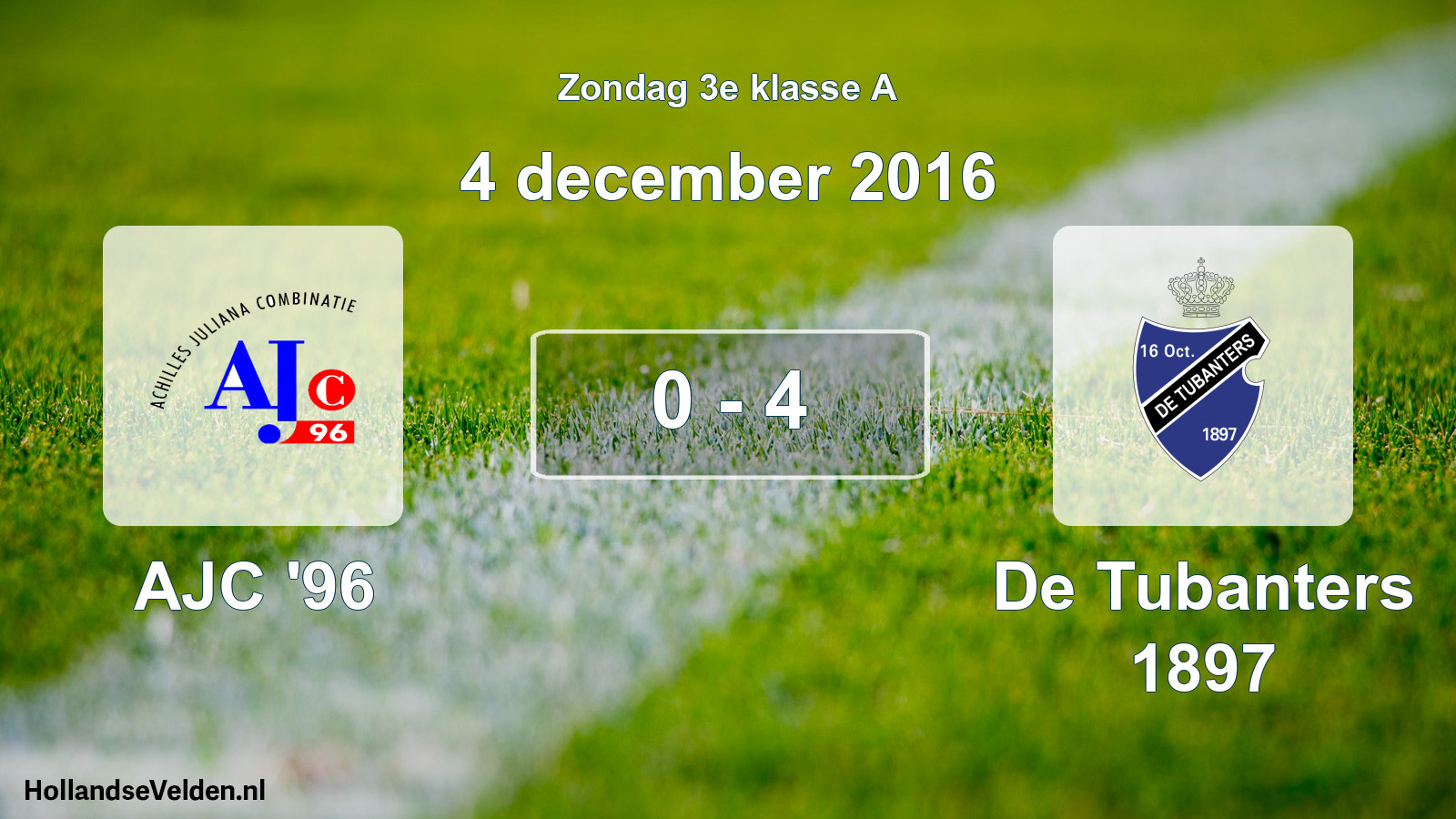 Total number of matches played: AJC '96 - De Tubanters 1897 0 - 4 (4 December 2016)