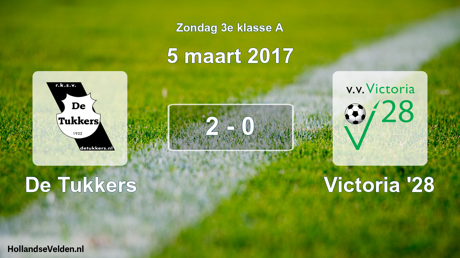 Total number of matches played: De Tukkers - Victoria '28 2 - 0 (5 March 2017)
