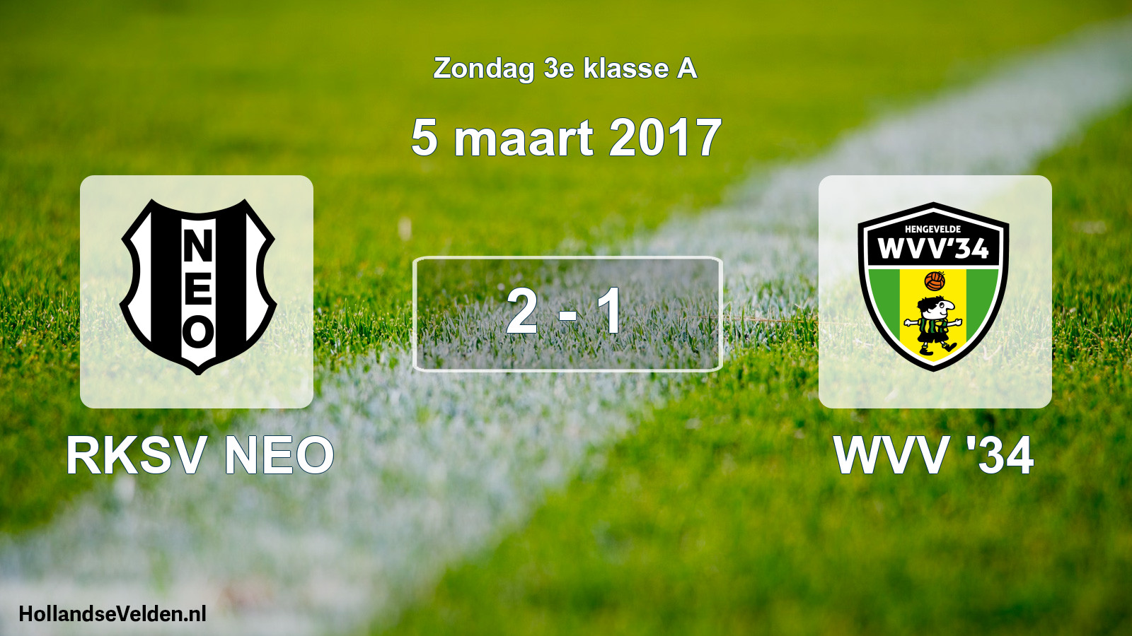 Total number of matches played: RKSV NEO - WVV '34 2 - 1 (5 March 2017)
