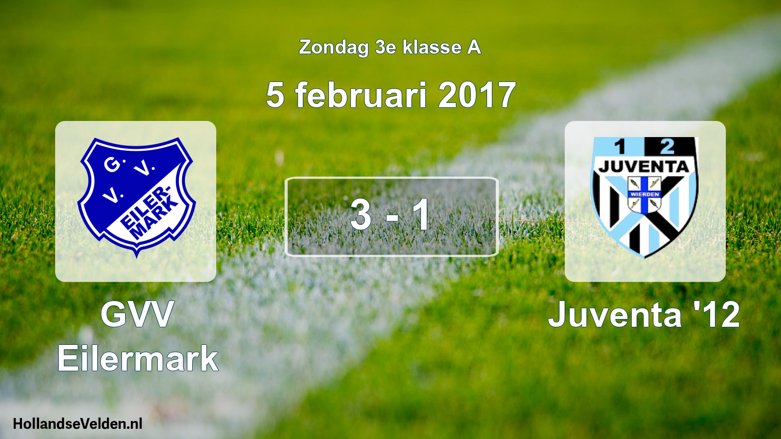 Total number of matches played: GVV Eilermark - Juventa '12 3 - 1 (5 February 2017)