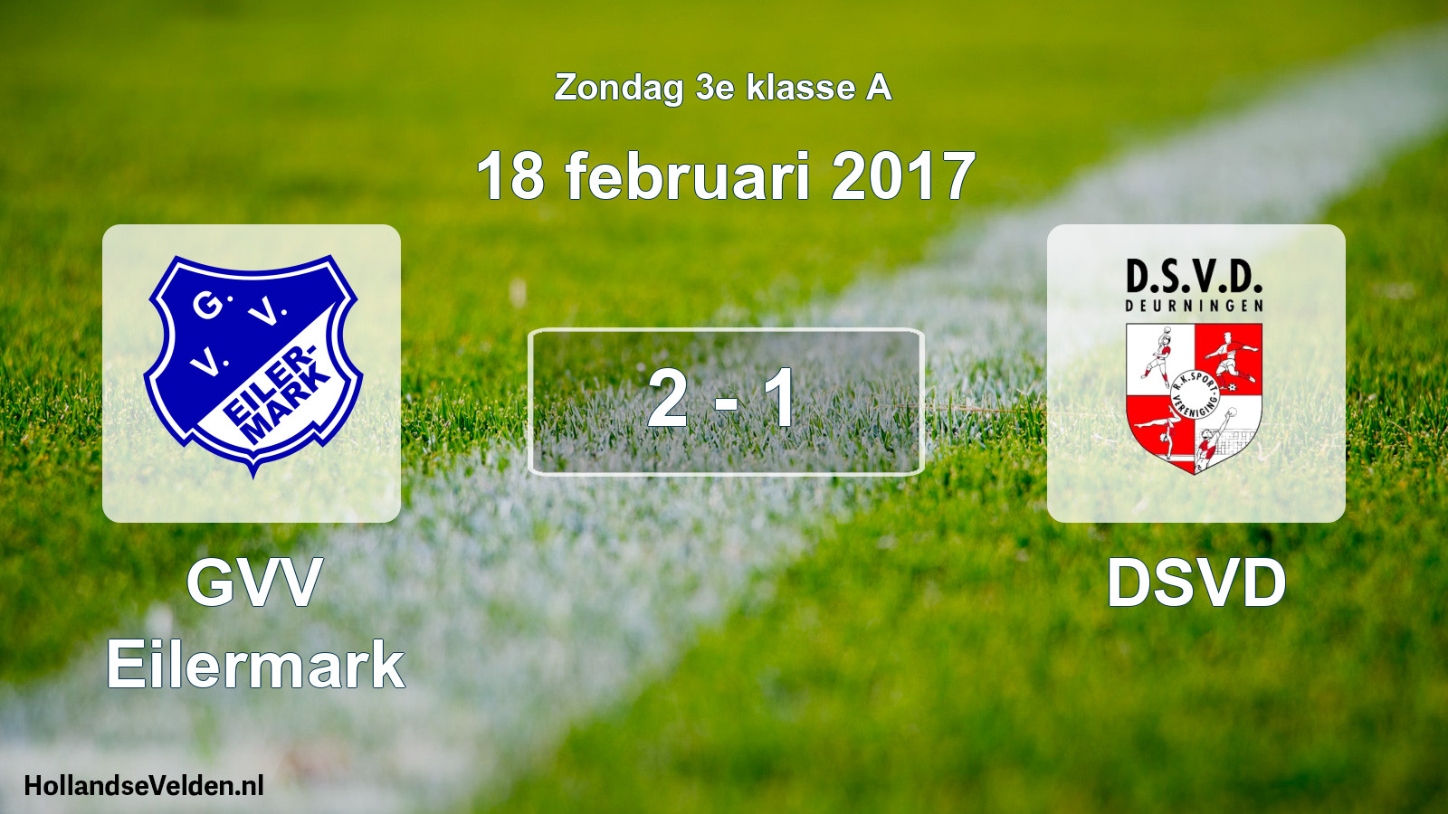 Total number of matches played: GVV Eilermark - DSVD 2 - 1 (18 February 2017)