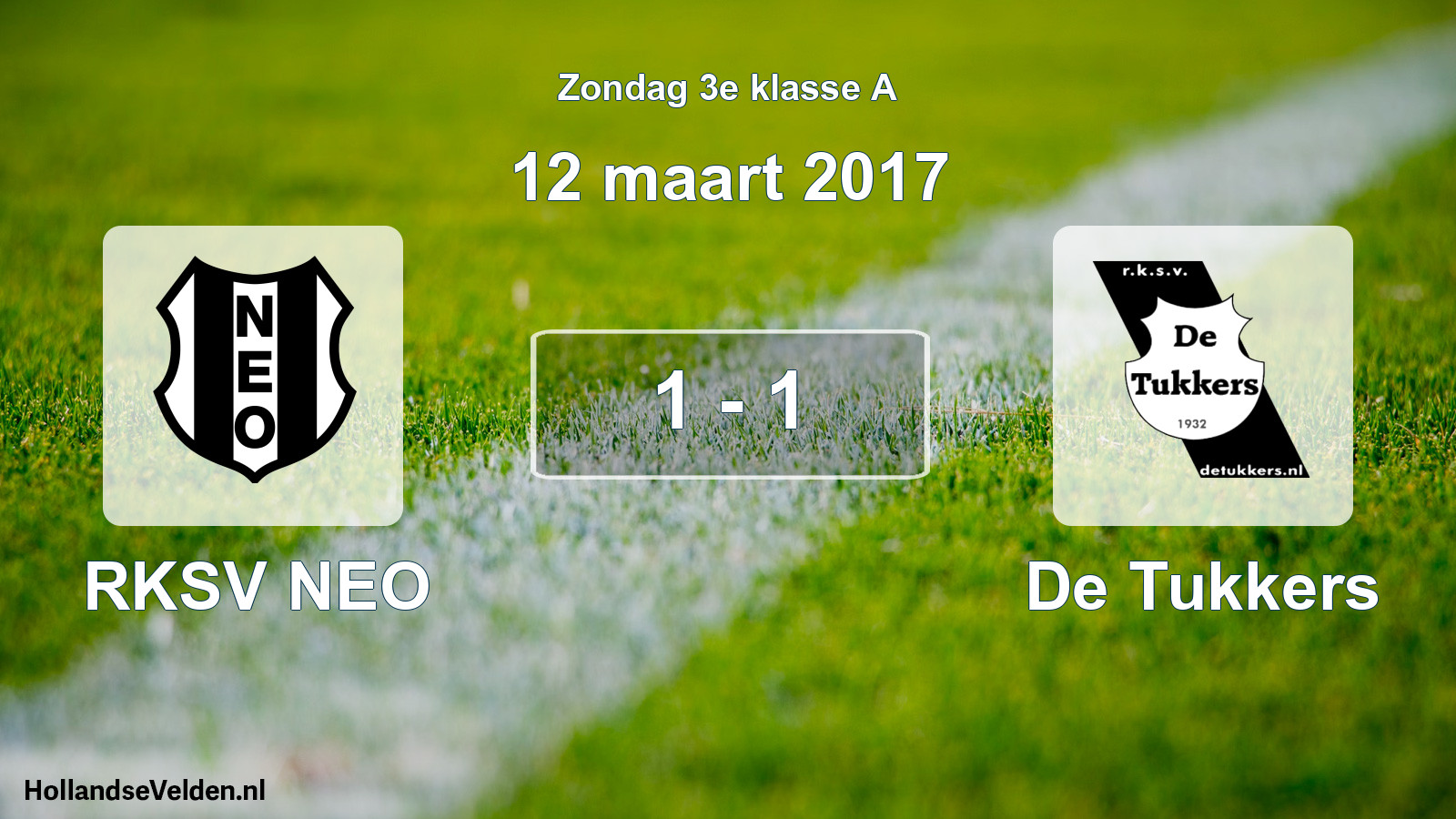 Total number of matches played: RKSV NEO - De Tukkers 1 - 1 (12 March 2017)