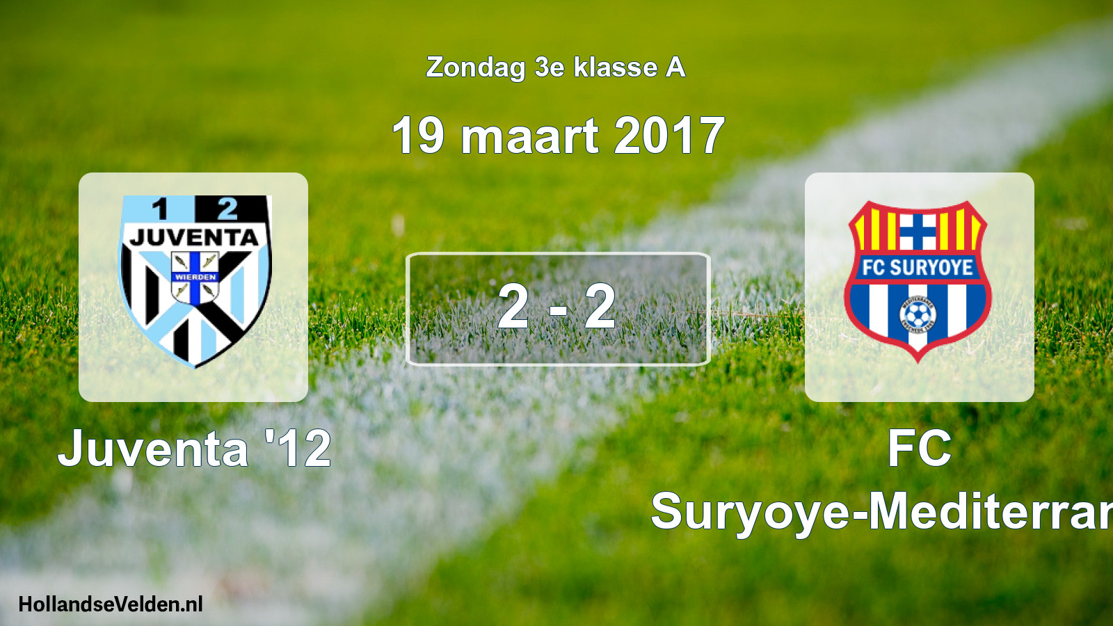 Total number of matches played: Juventa '12 - FC Suryoye-Mediterraneo 2 - 2 (19 March 2017)