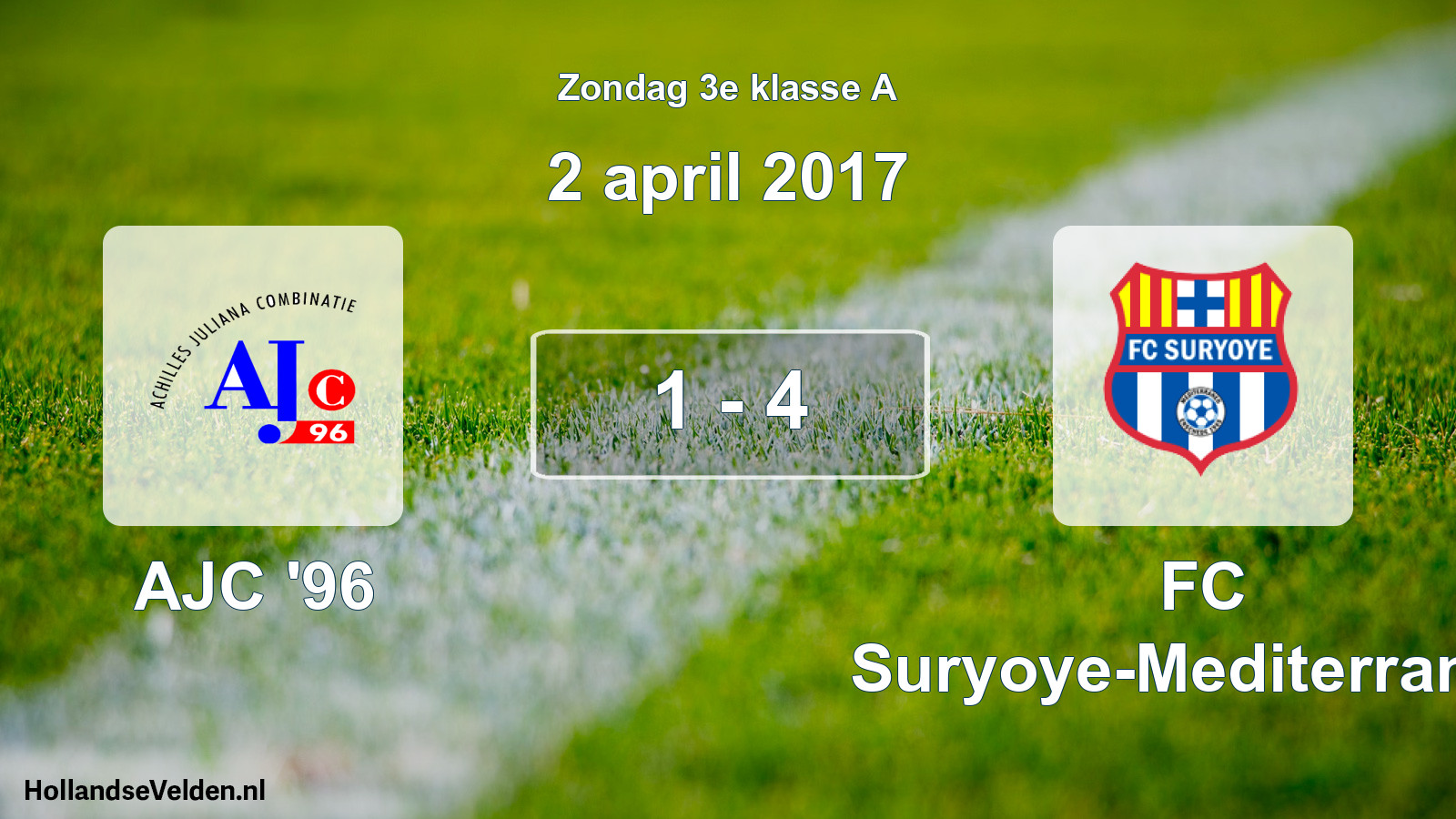 Total number of matches played: AJC '96 - FC Suryoye-Mediterraneo 1 - 4 (2 April 2017)