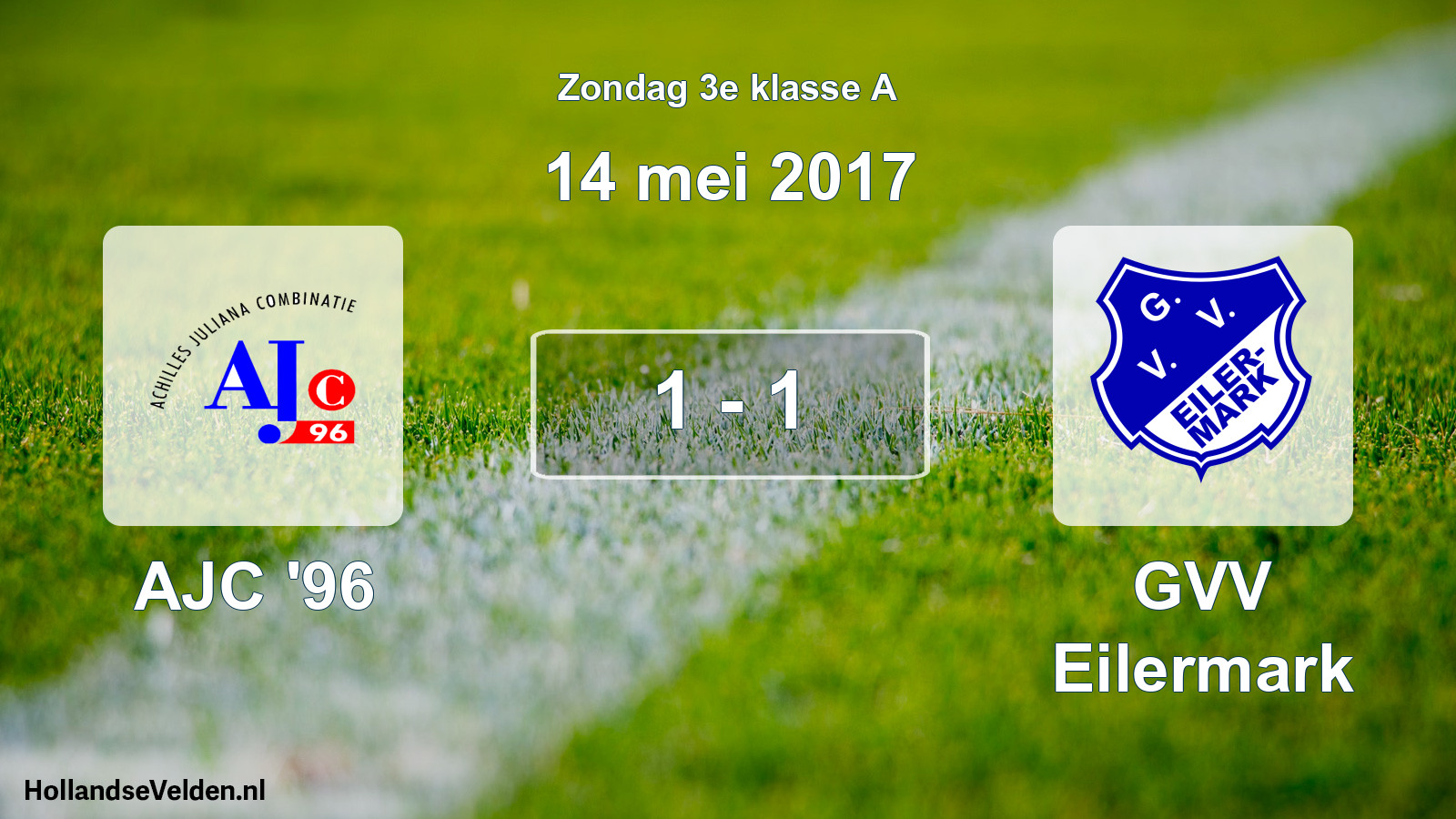 Total number of matches played: AJC '96 - GVV Eilermark 1 - 1 (14 May 2017)