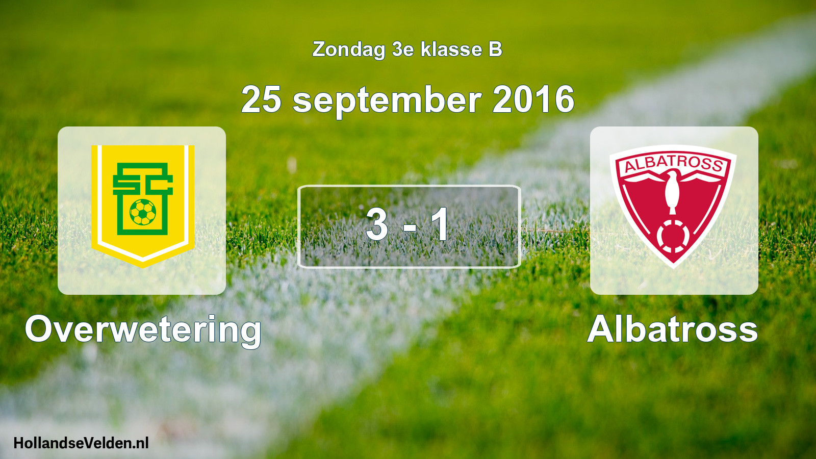 Total number of matches played: Overwetering - Albatross 3 - 1 (25 September 2016)