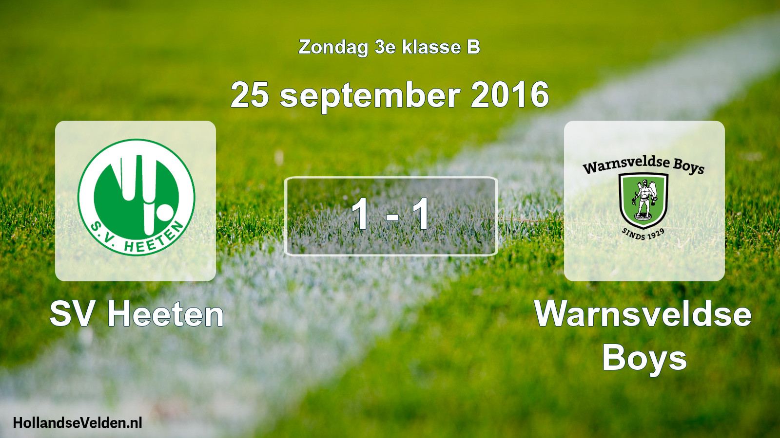 Total number of matches played: SV Heeten - Warnsveldse Boys 1 - 1 (25 September 2016)