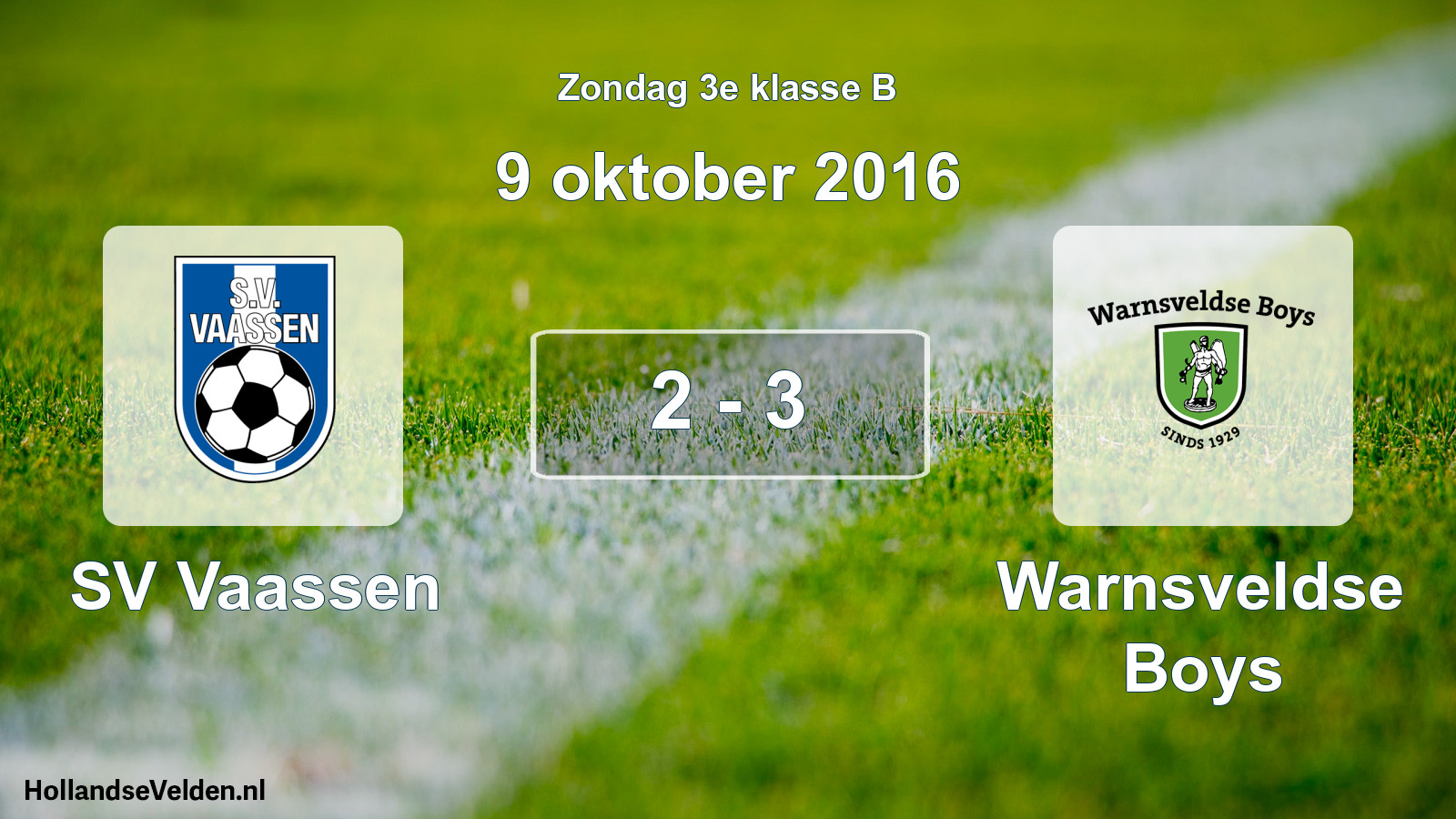 Total number of matches played: SV Vaassen - Warnsveldse Boys 2 - 3 (9 October 2016)