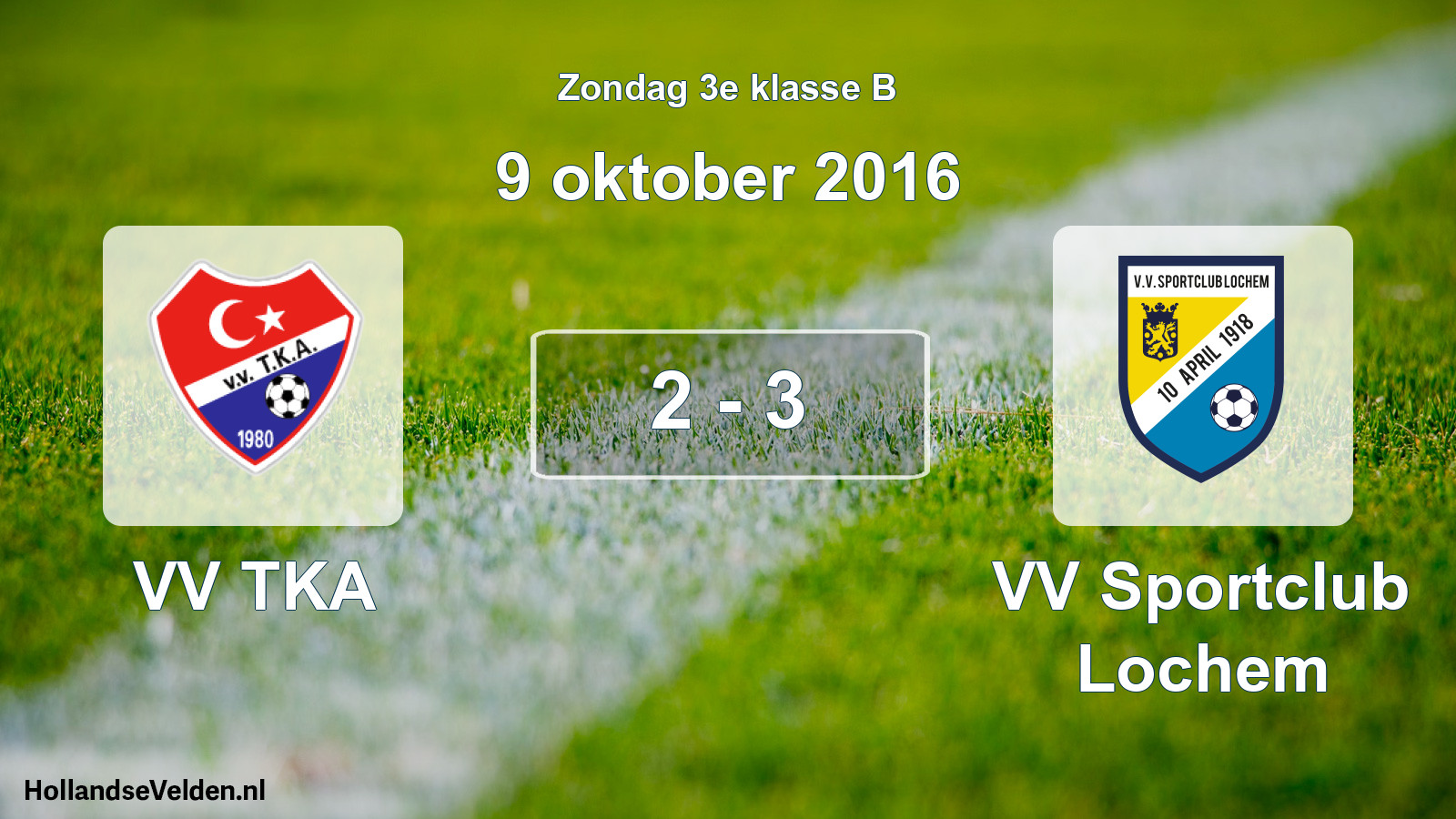 Total number of matches played: VV TKA - VV Sportclub Lochem 2 - 3 (9 October 2016)