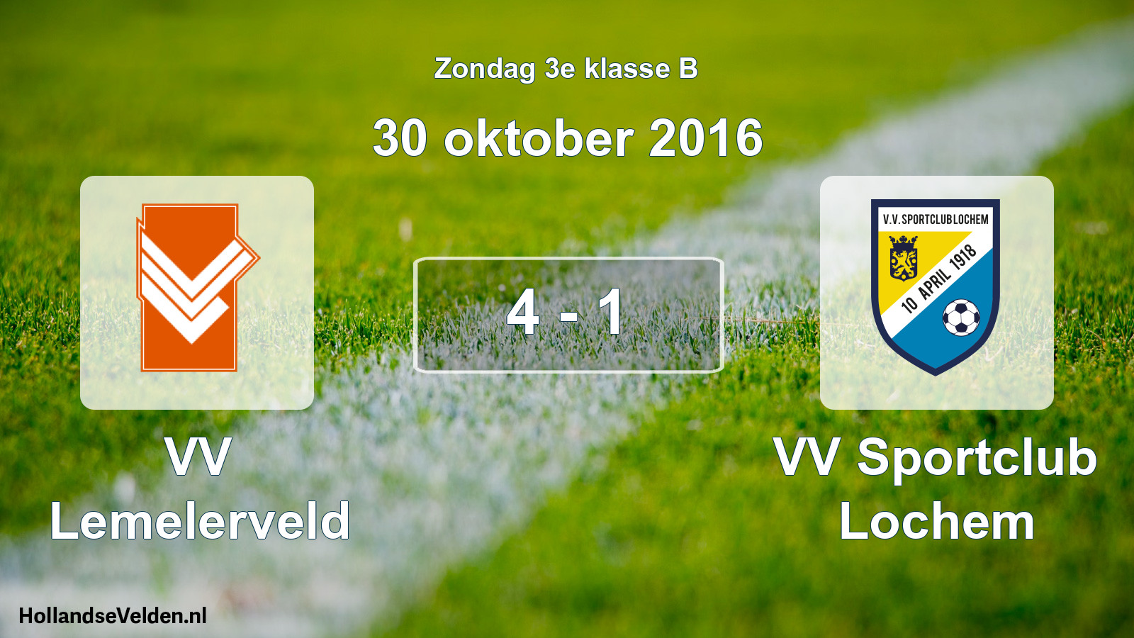 Total number of matches played: VV Lemelerveld - VV Sportclub Lochem 4 - 1 (30 October 2016)