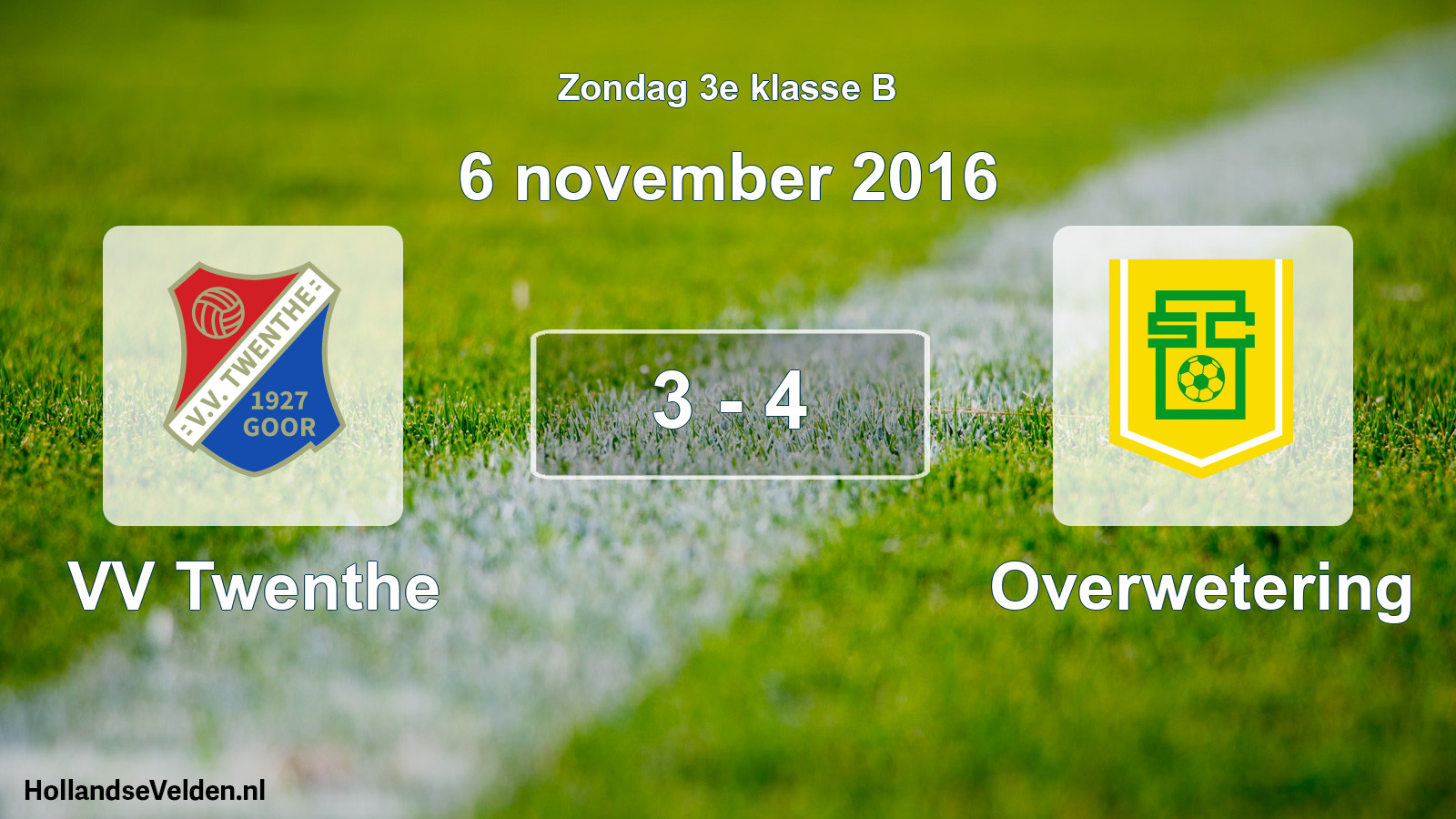 Total number of matches played: VV Twenthe - Overwetering 3 - 4 (6 November 2016)