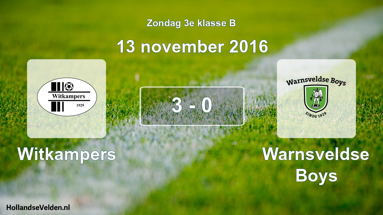 Total number of matches played: Witkampers - Warnsveldse Boys 3 - 0 (13 November 2016)