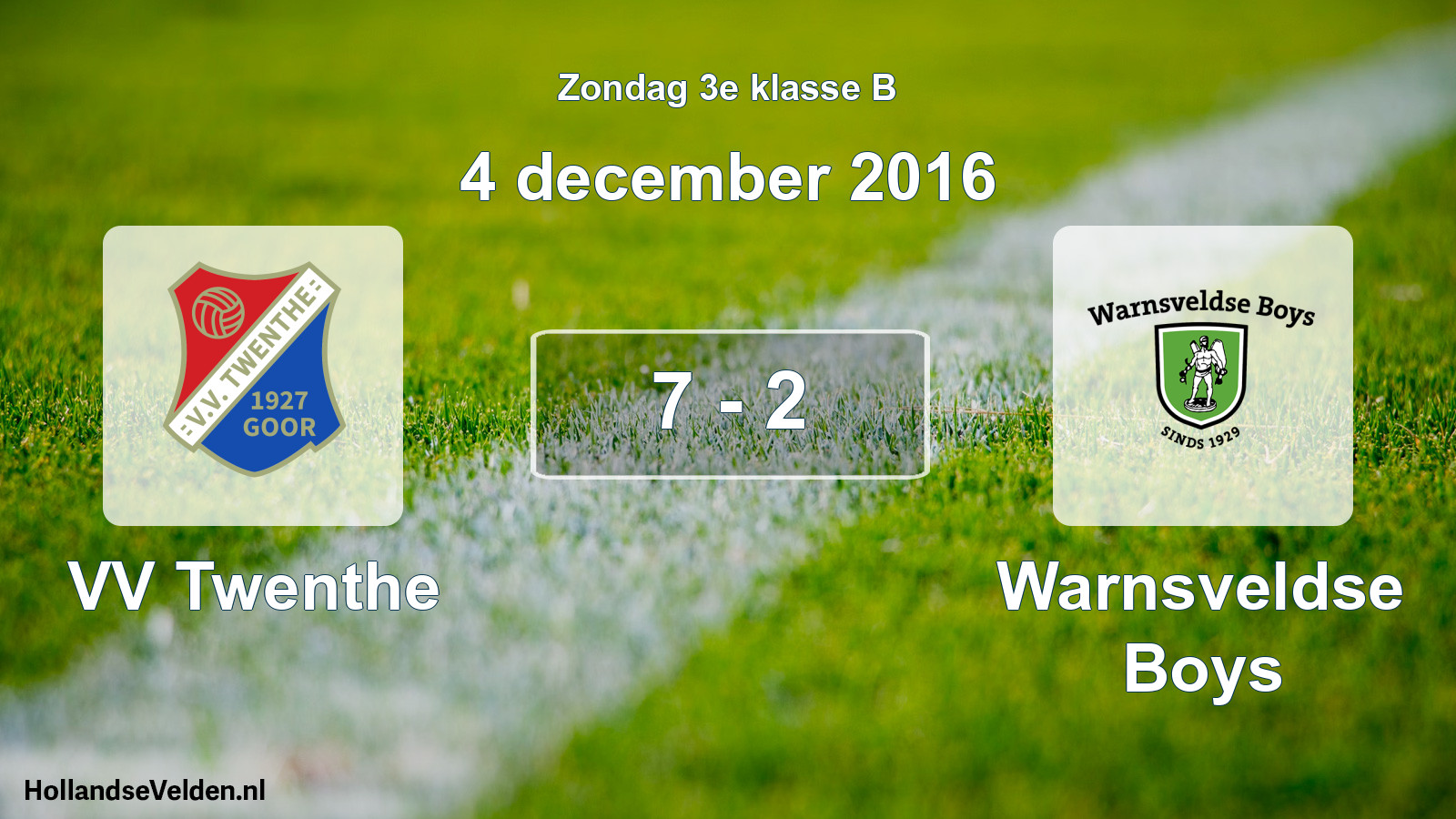Total number of matches played: VV Twenthe - Warnsveldse Boys 7 - 2 (4 December 2016)