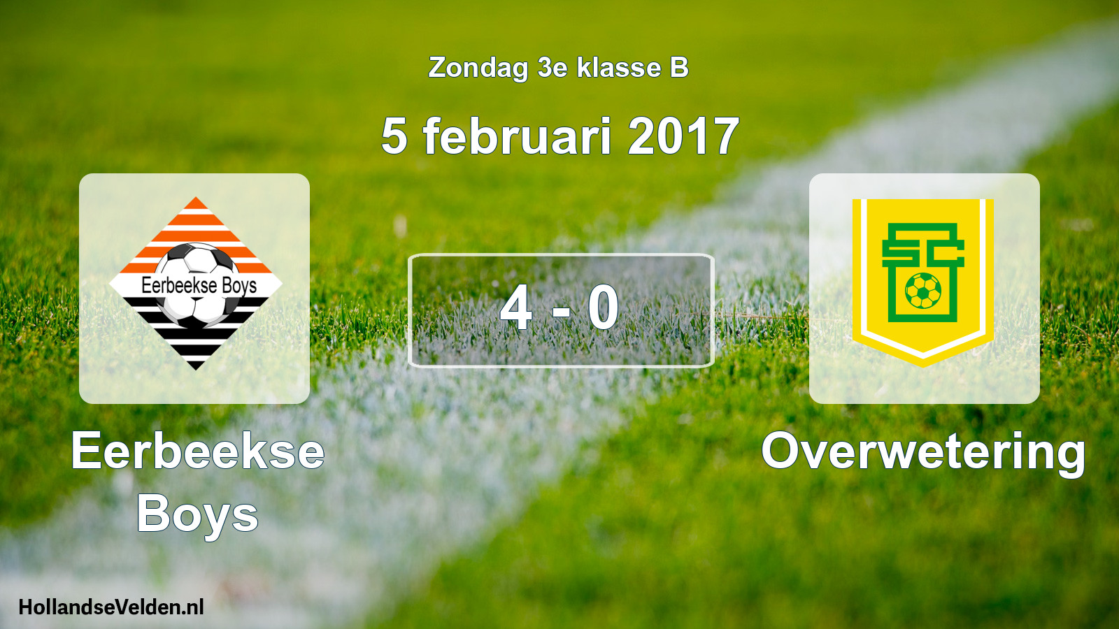 Total number of matches played: Eerbeekse Boys - Overwetering 4 - 0 (5 February 2017)
