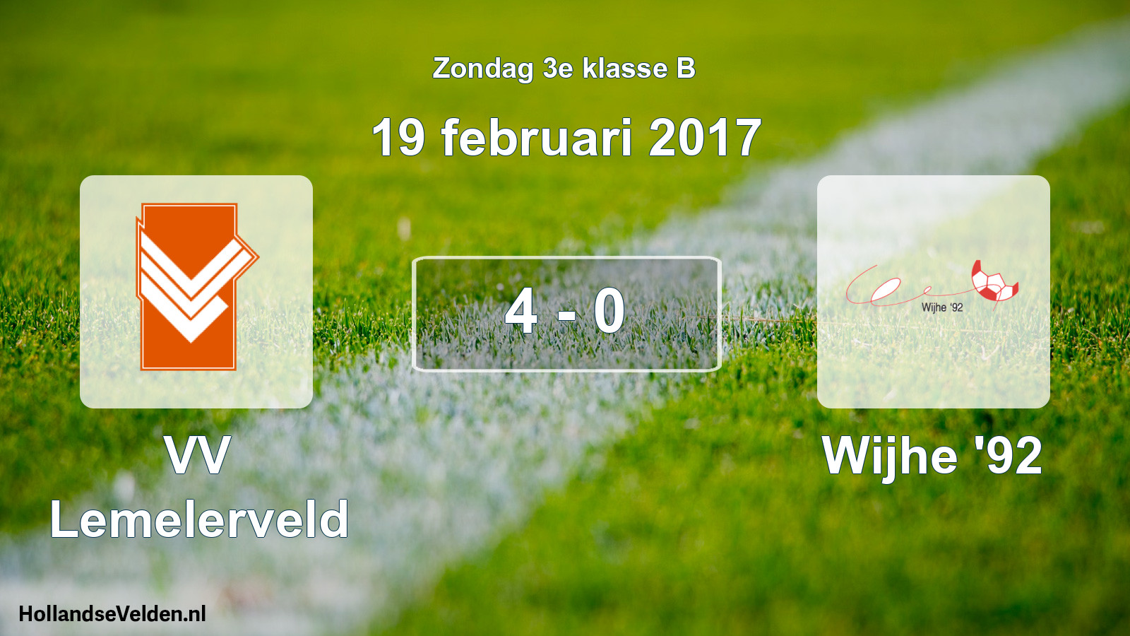 Total number of matches played: VV Lemelerveld - Wijhe '92 4 - 0 (19 February 2017)