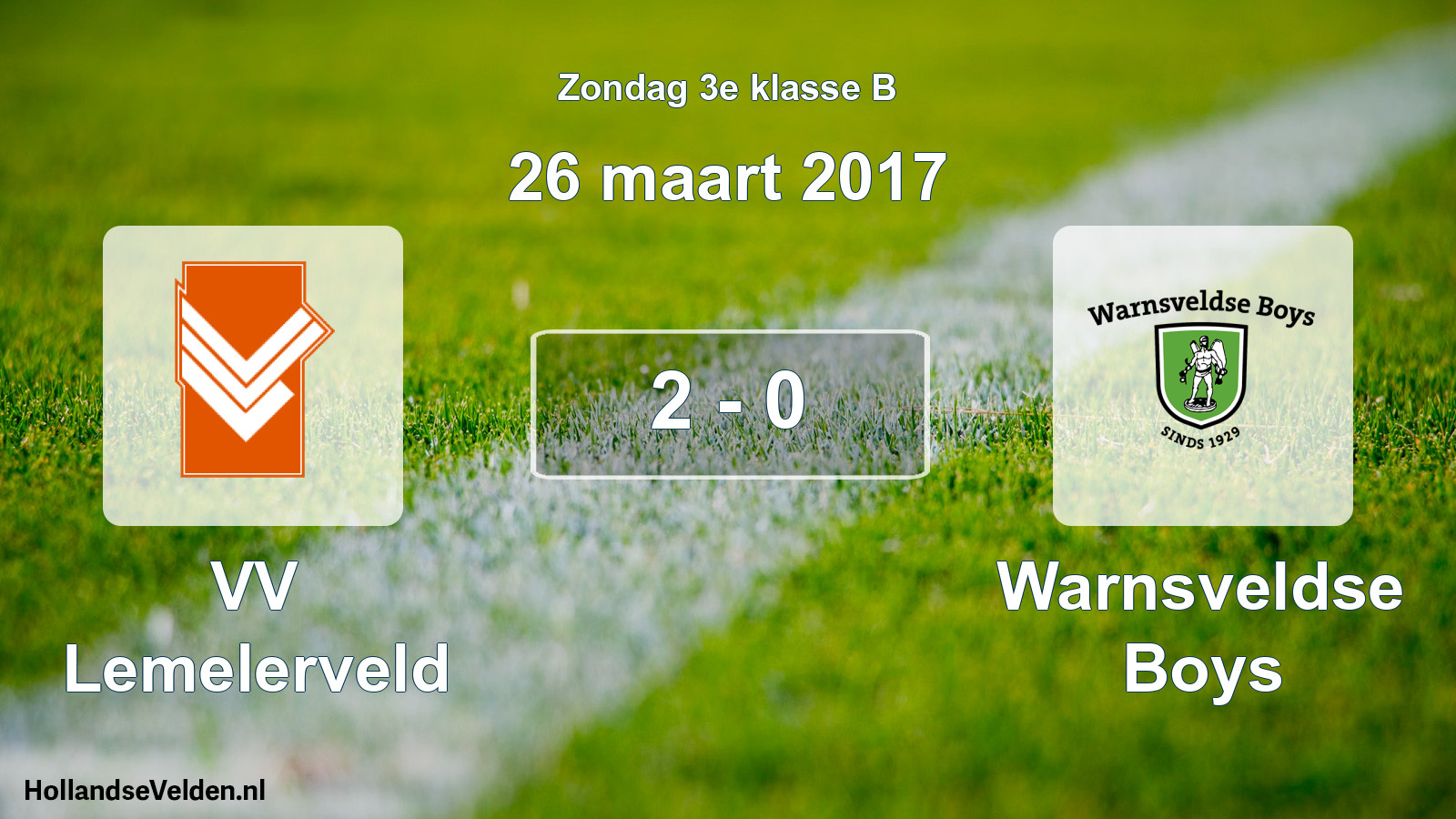 Total number of matches played: VV Lemelerveld - Warnsveldse Boys 2 - 0 (26 March 2017)