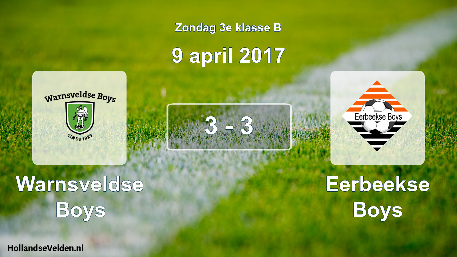 Total number of matches played: Warnsveldse Boys - Eerbeekse Boys 3 - 3 (9 April 2017)