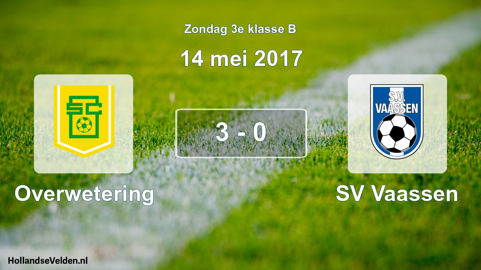 Total number of matches played: Overwetering - SV Vaassen 3 - 0 (14 May 2017)