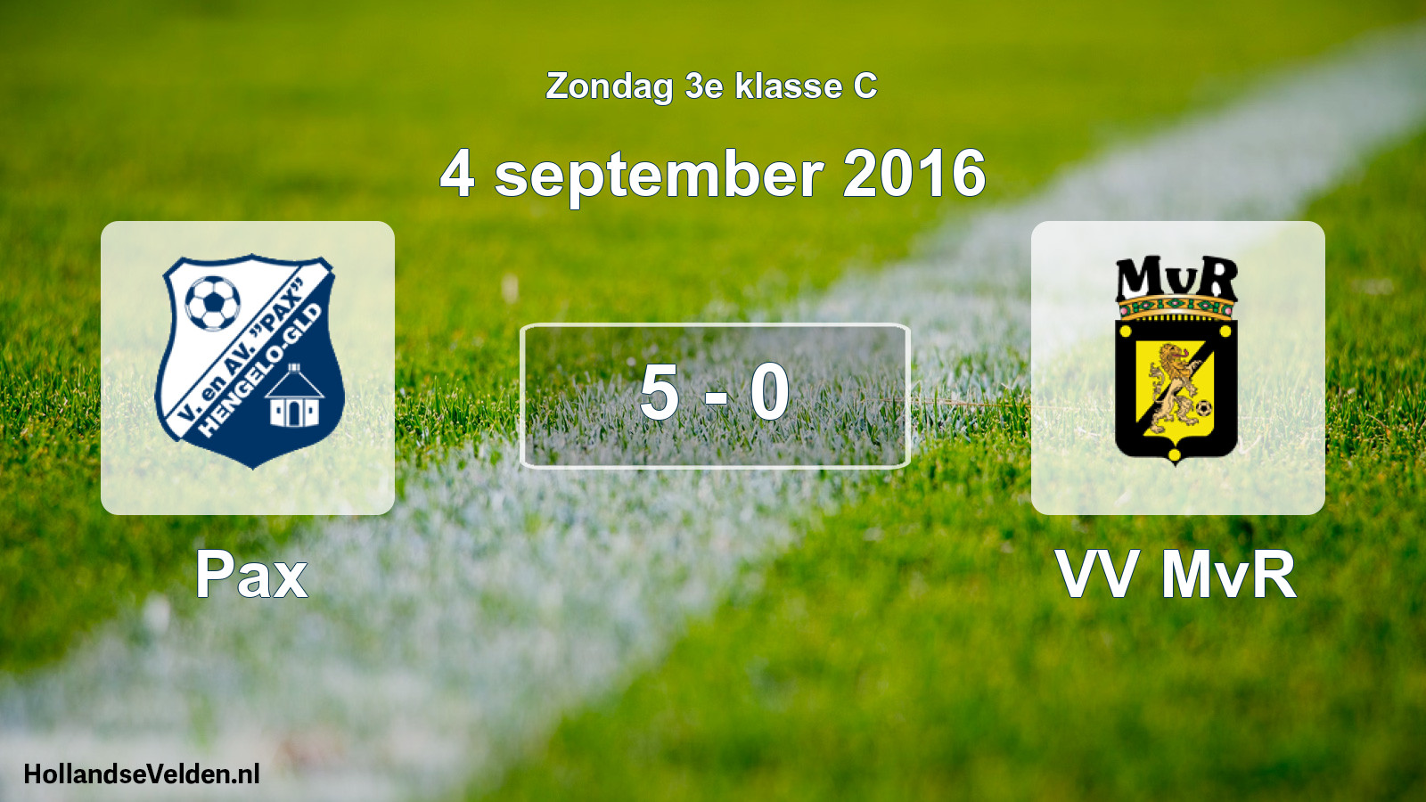 Total number of matches played: Pax - VV MvR 5 - 0 (4 September 2016)
