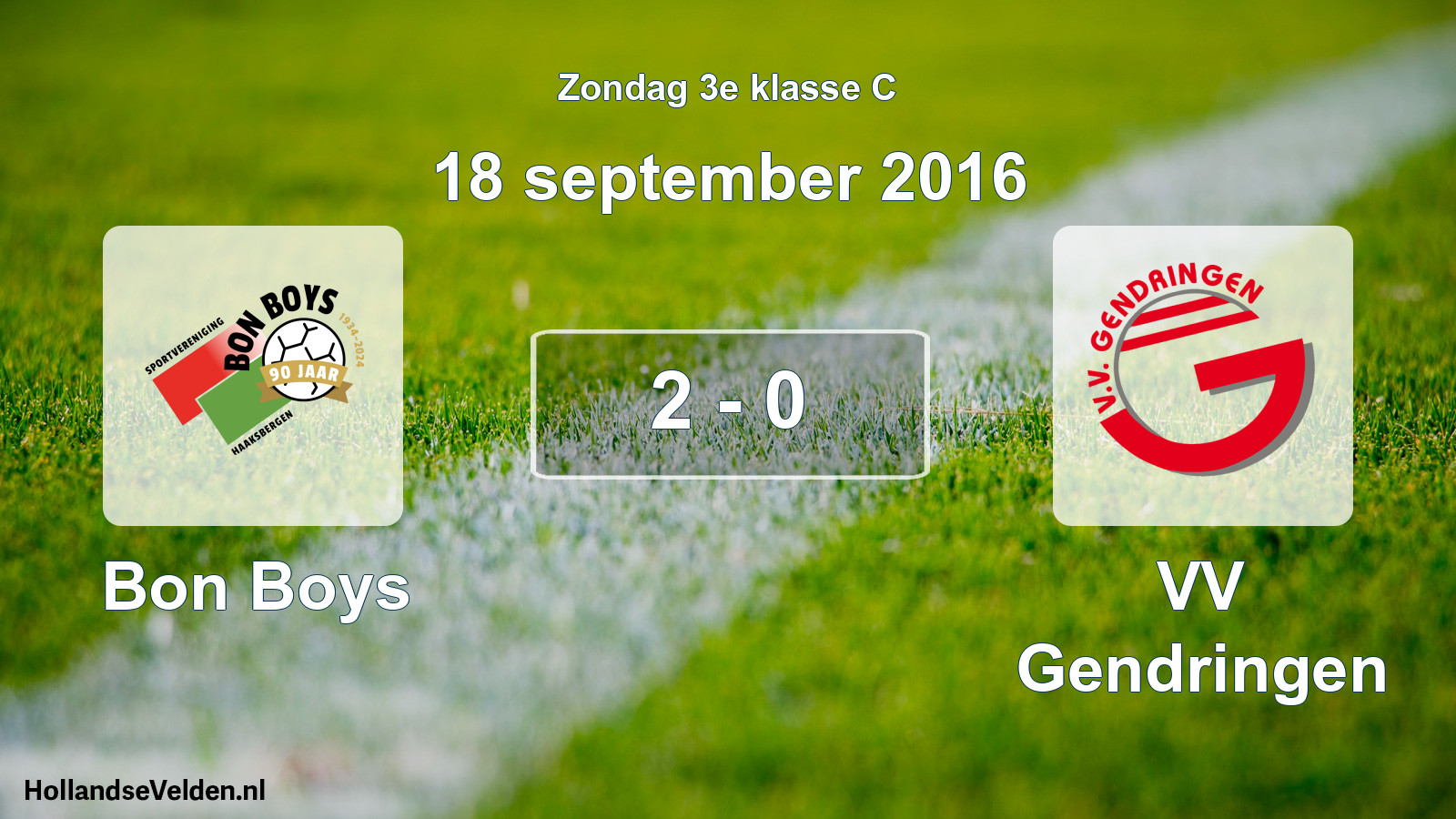 Total number of matches played: Bon Boys - VV Gendringen 2 - 0 (18 September 2016)