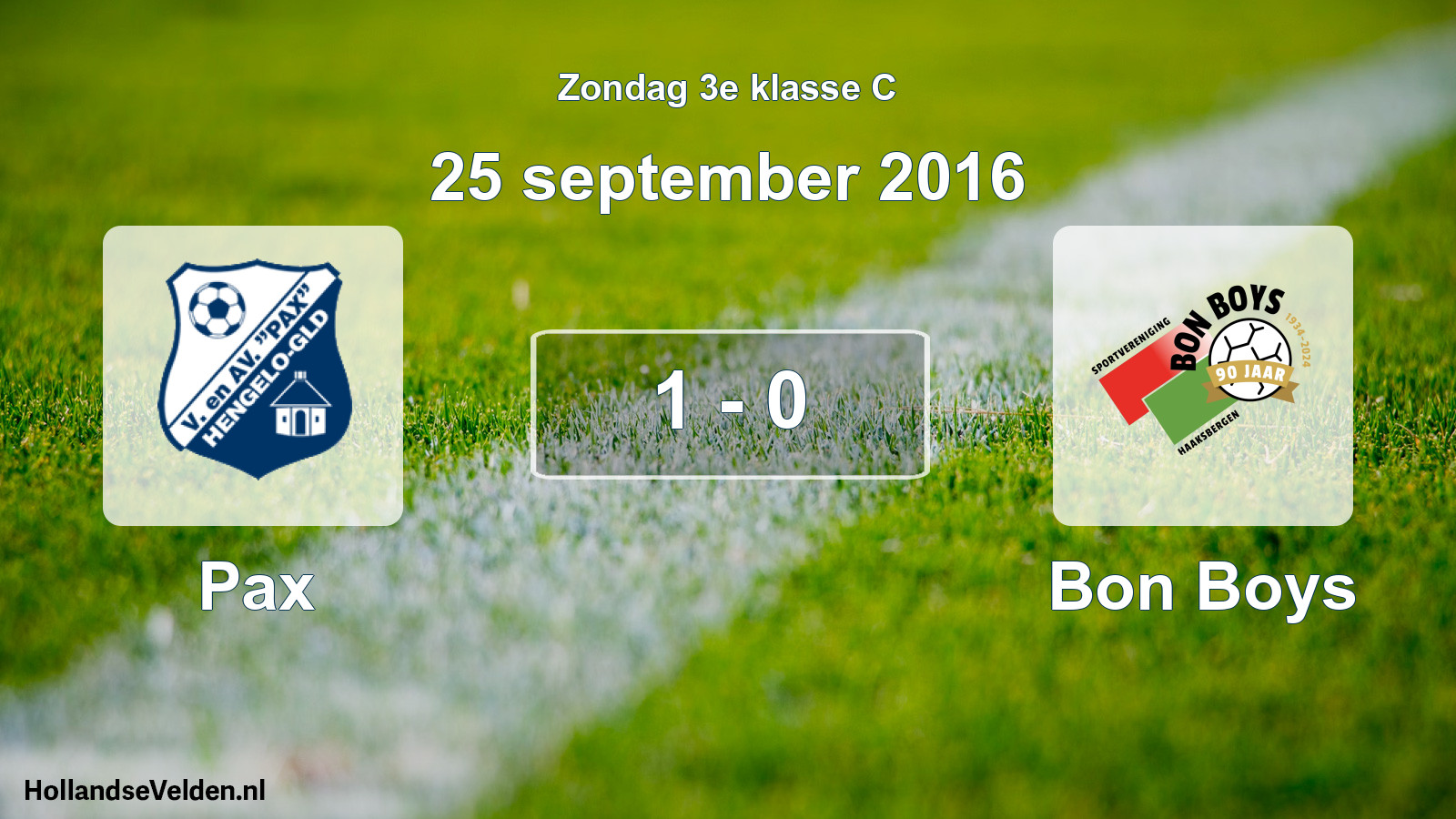 Total number of matches played: Pax - Bon Boys 1 - 0 (25 September 2016)