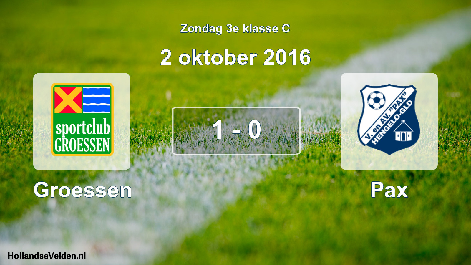 Total number of matches played: Groessen - Pax 1 - 0 (2 October 2016)