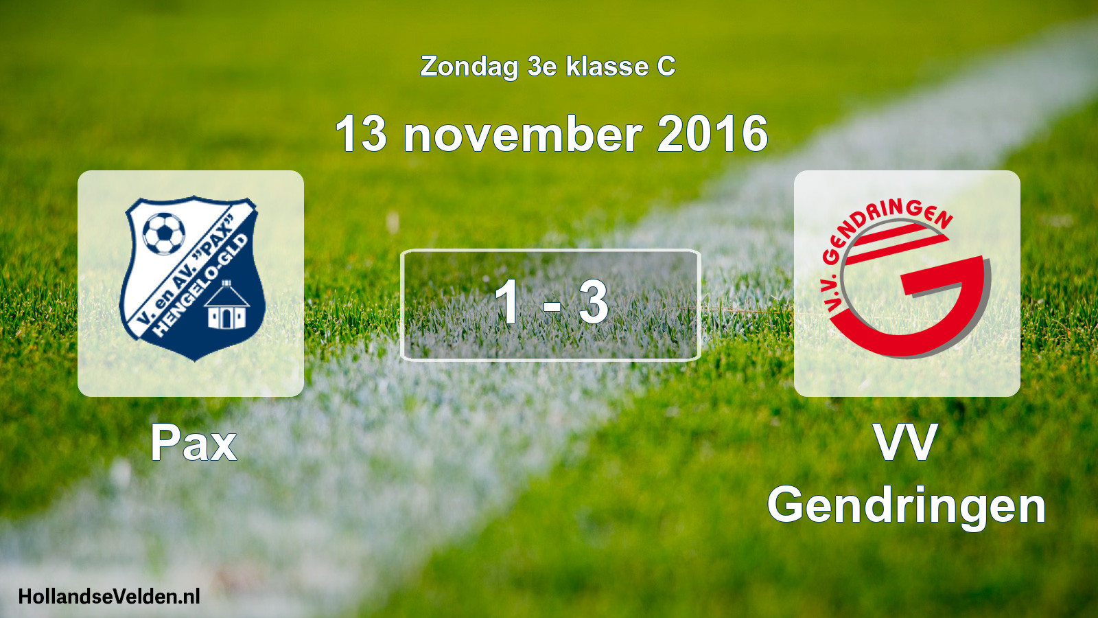 Total number of matches played: Pax - VV Gendringen 1 - 3 (13 November 2016)