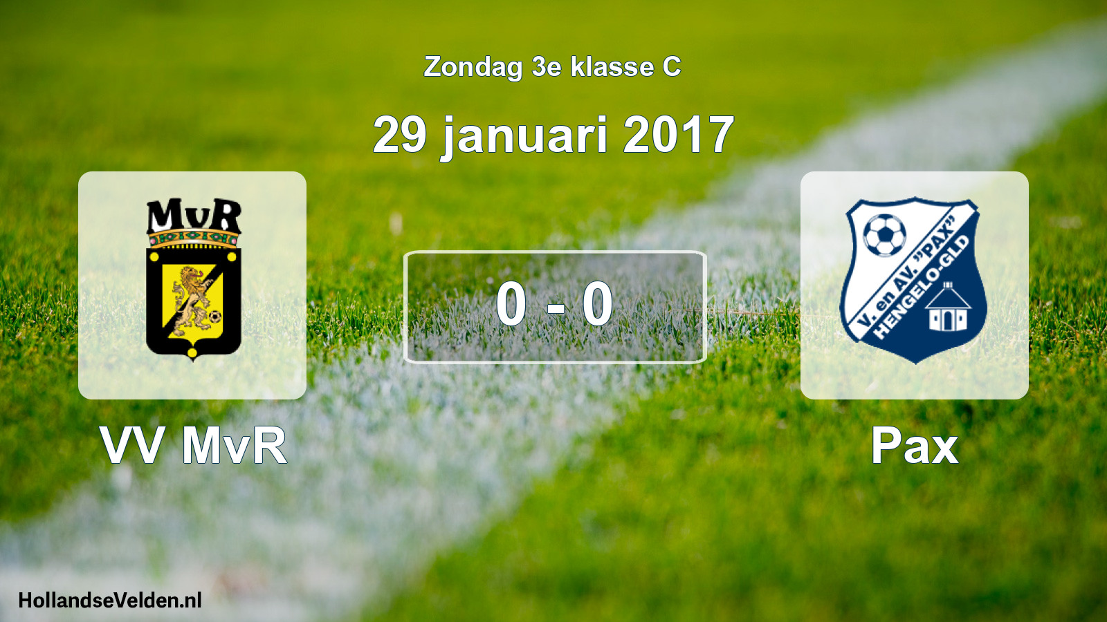 Total number of matches played: VV MvR - Pax 0 - 0 (29 January 2017)