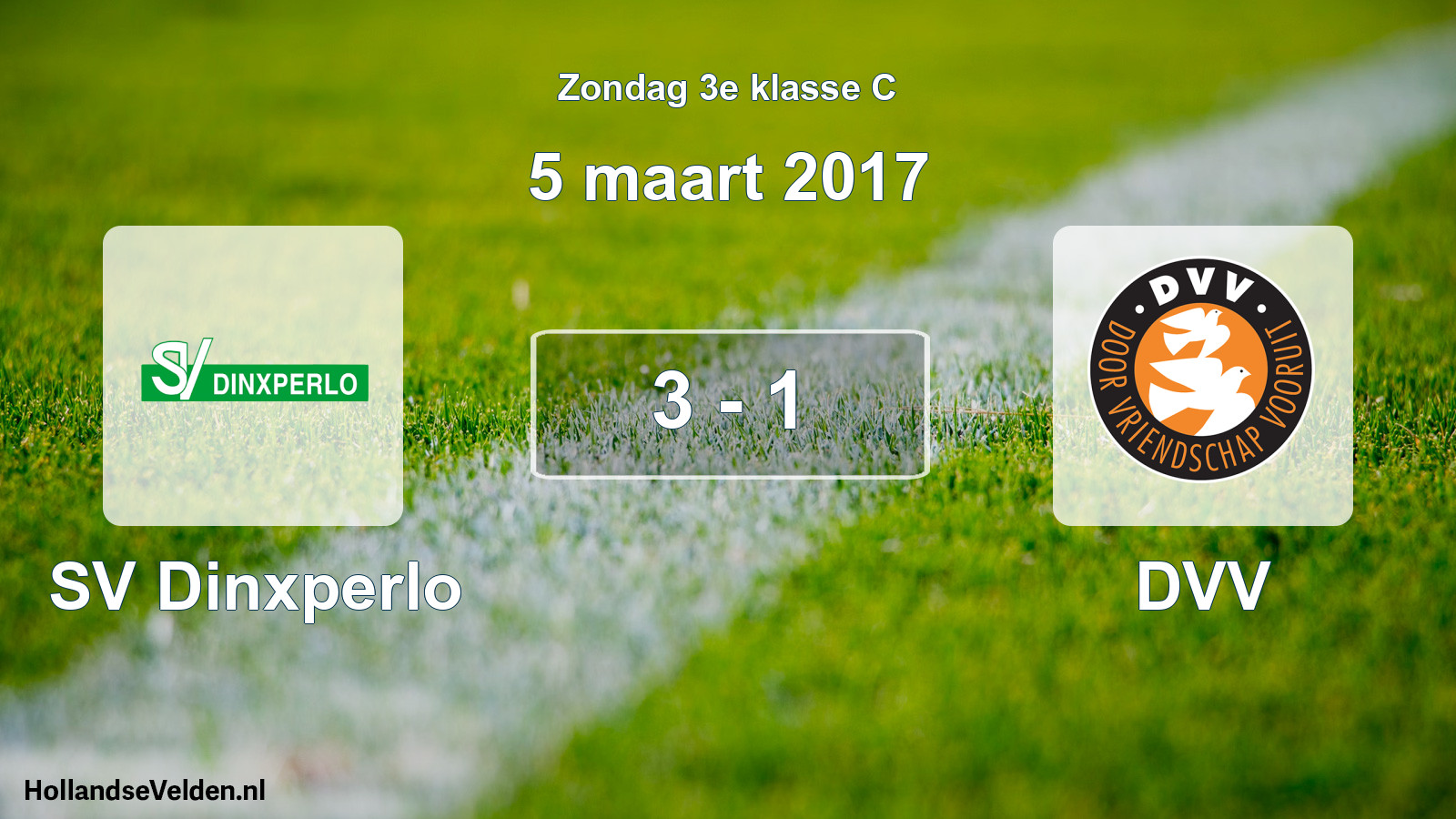 Total number of matches played: SV Dinxperlo - DVV 3 - 1 (5 March 2017)
