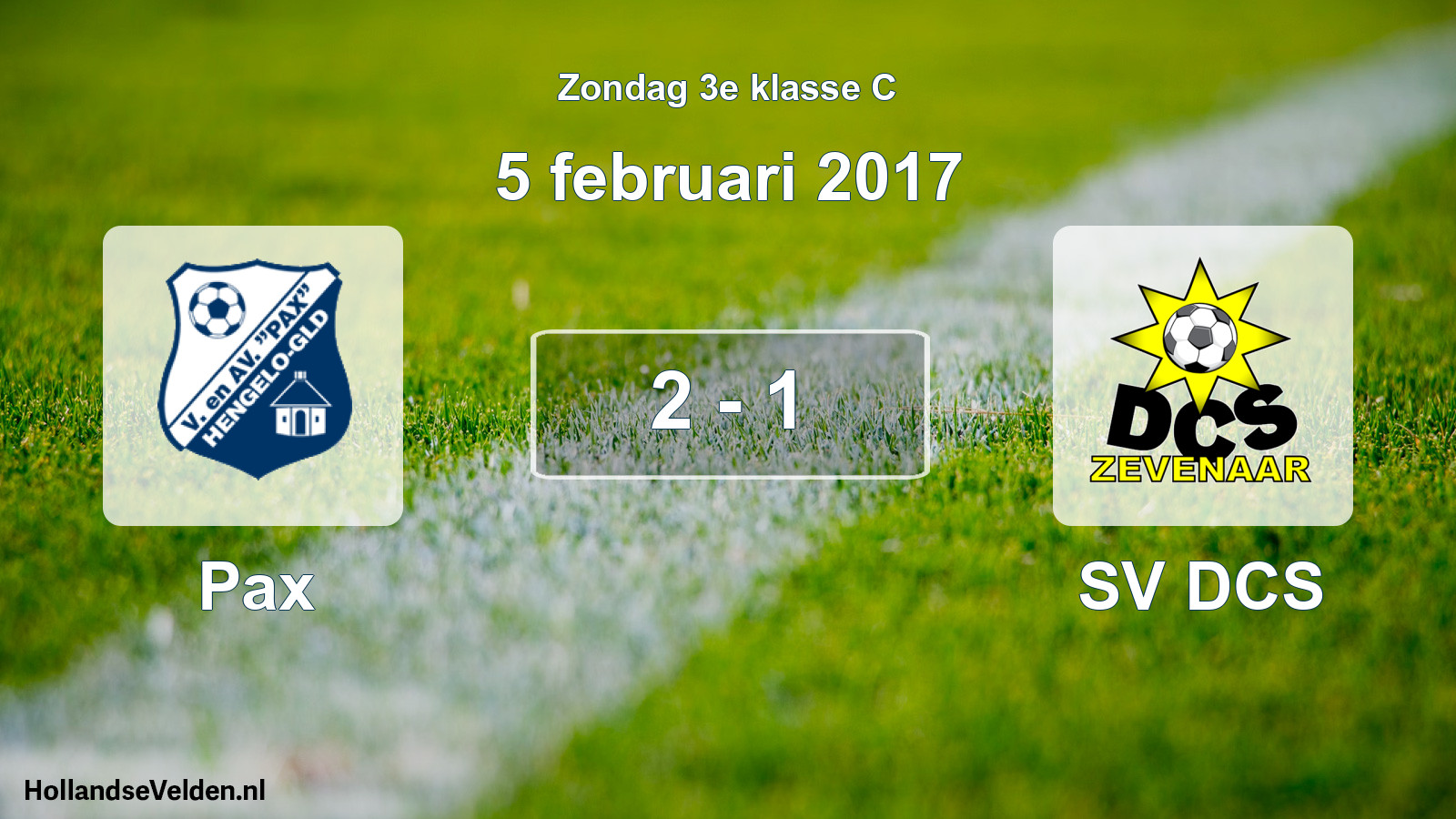 Total number of matches played: Pax - SV DCS 2 - 1 (5 February 2017)