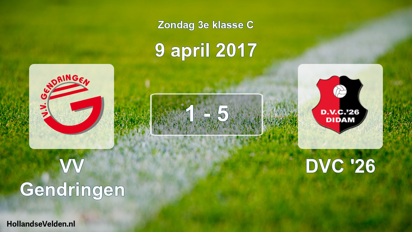 Total number of matches played: VV Gendringen - DVC '26 1 - 5 (9 April 2017)