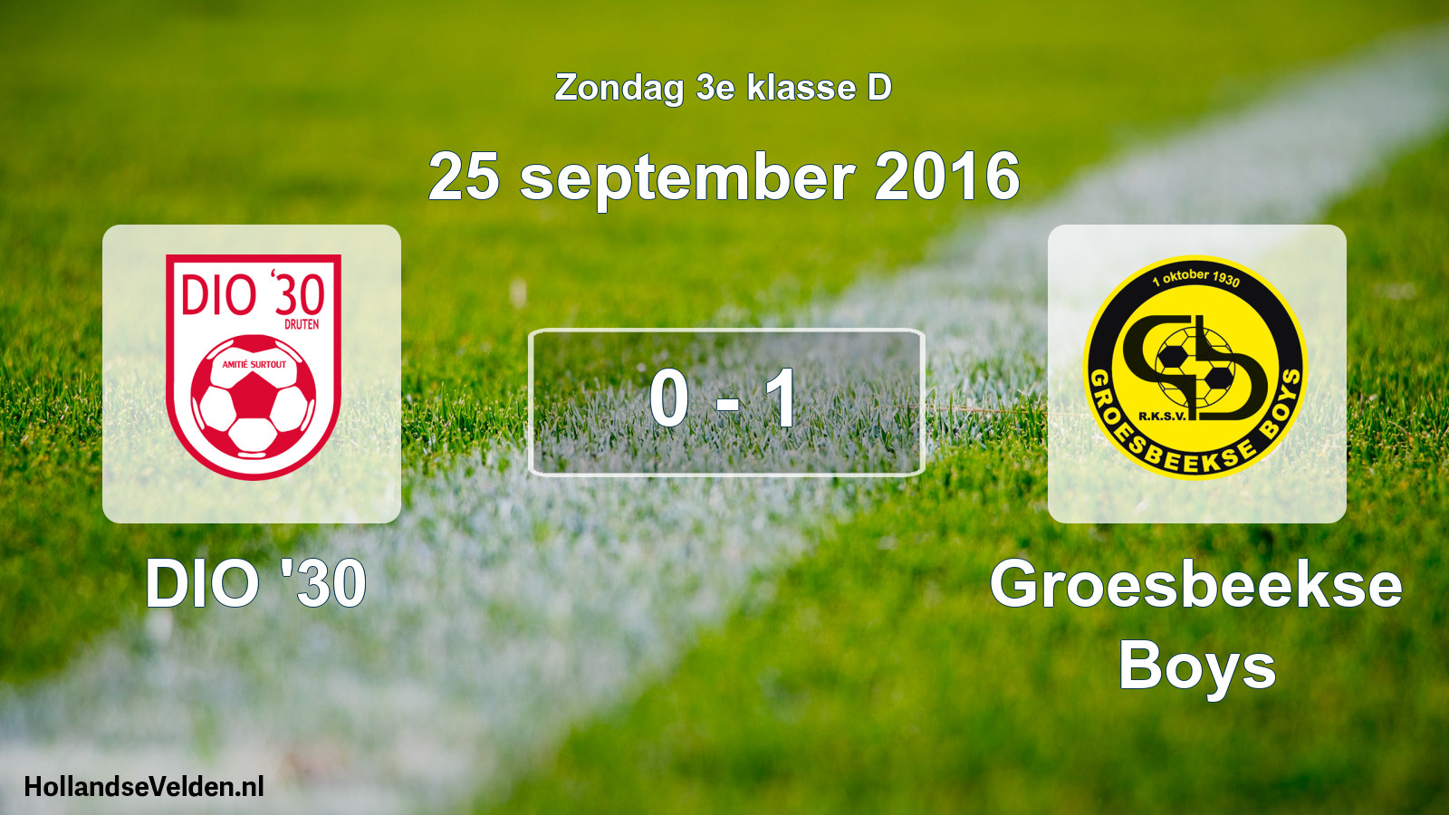 Total number of matches played: DIO '30 - Groesbeekse Boys 0 - 1 (25 September 2016)