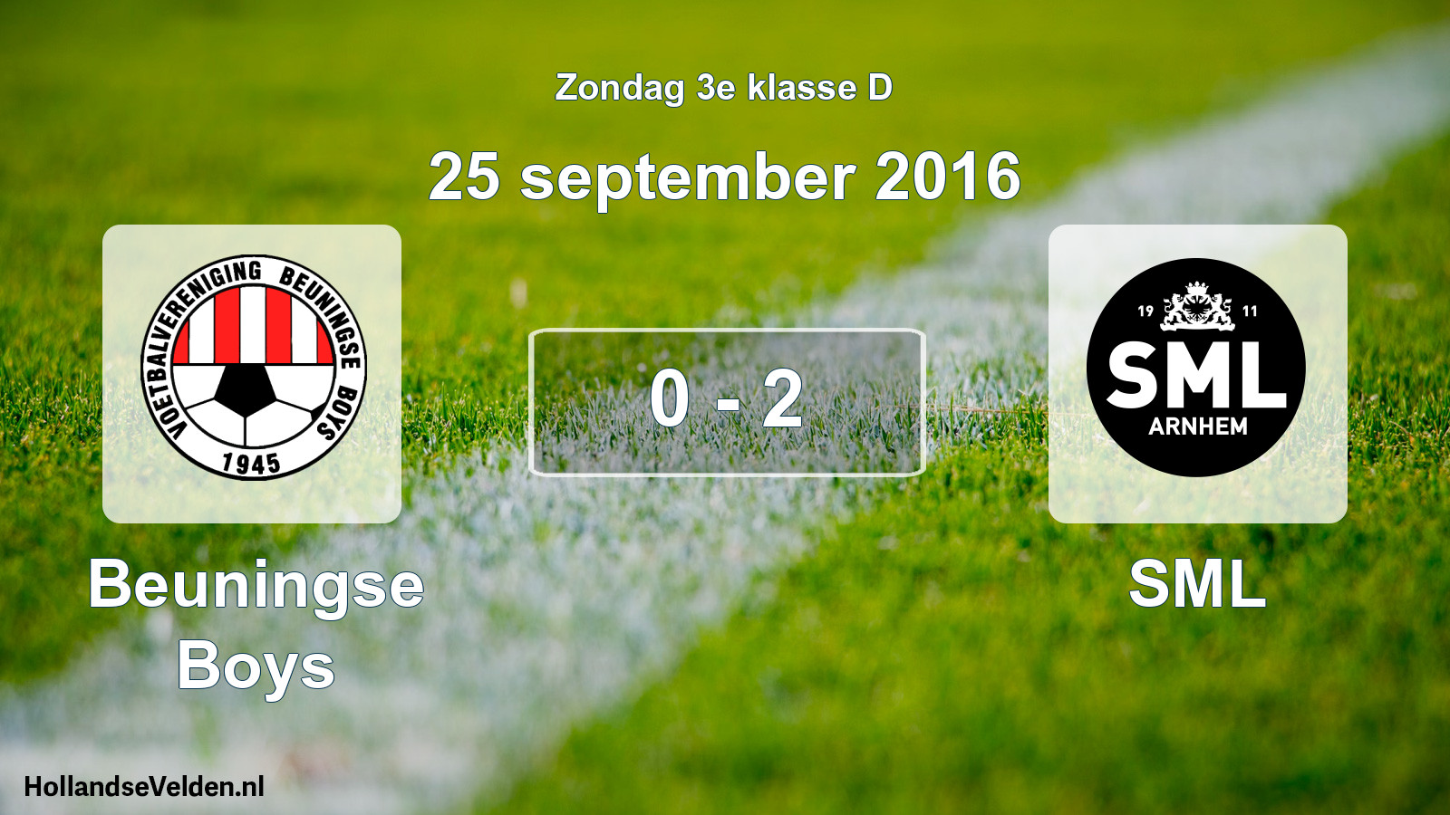 Total number of matches played: Beuningse Boys - SML 0 - 2 (25 September 2016)