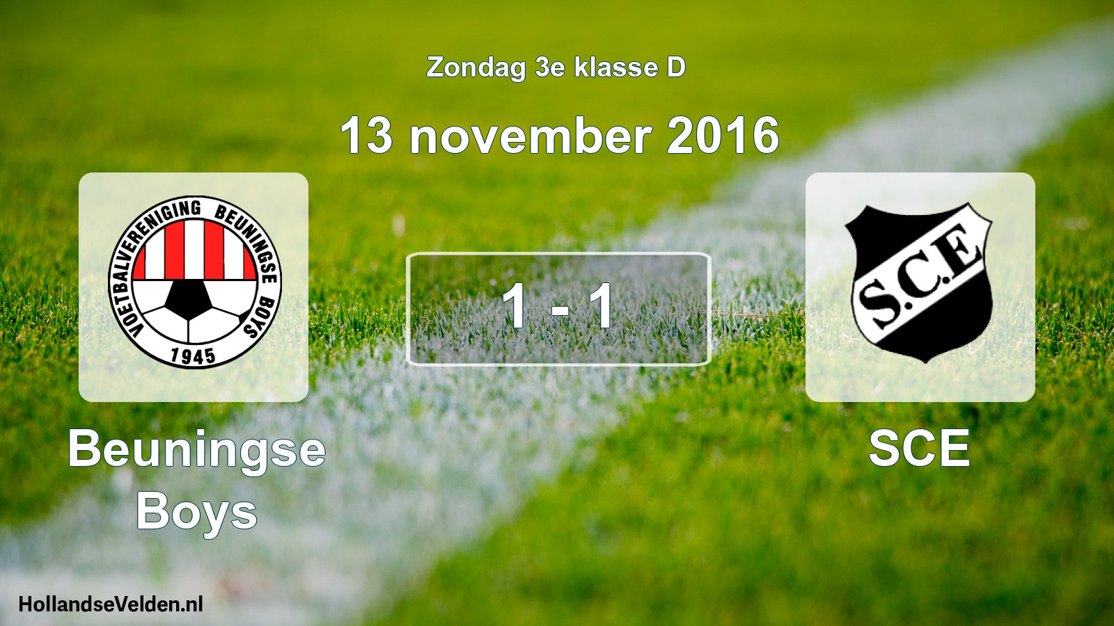 Total number of matches played: Beuningse Boys - SCE 1 - 1 (13 November 2016)